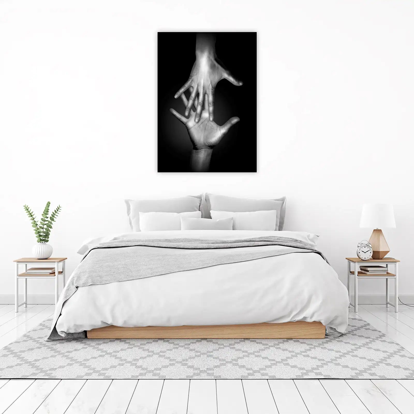 Interlocking Hands Black & White Wall Art