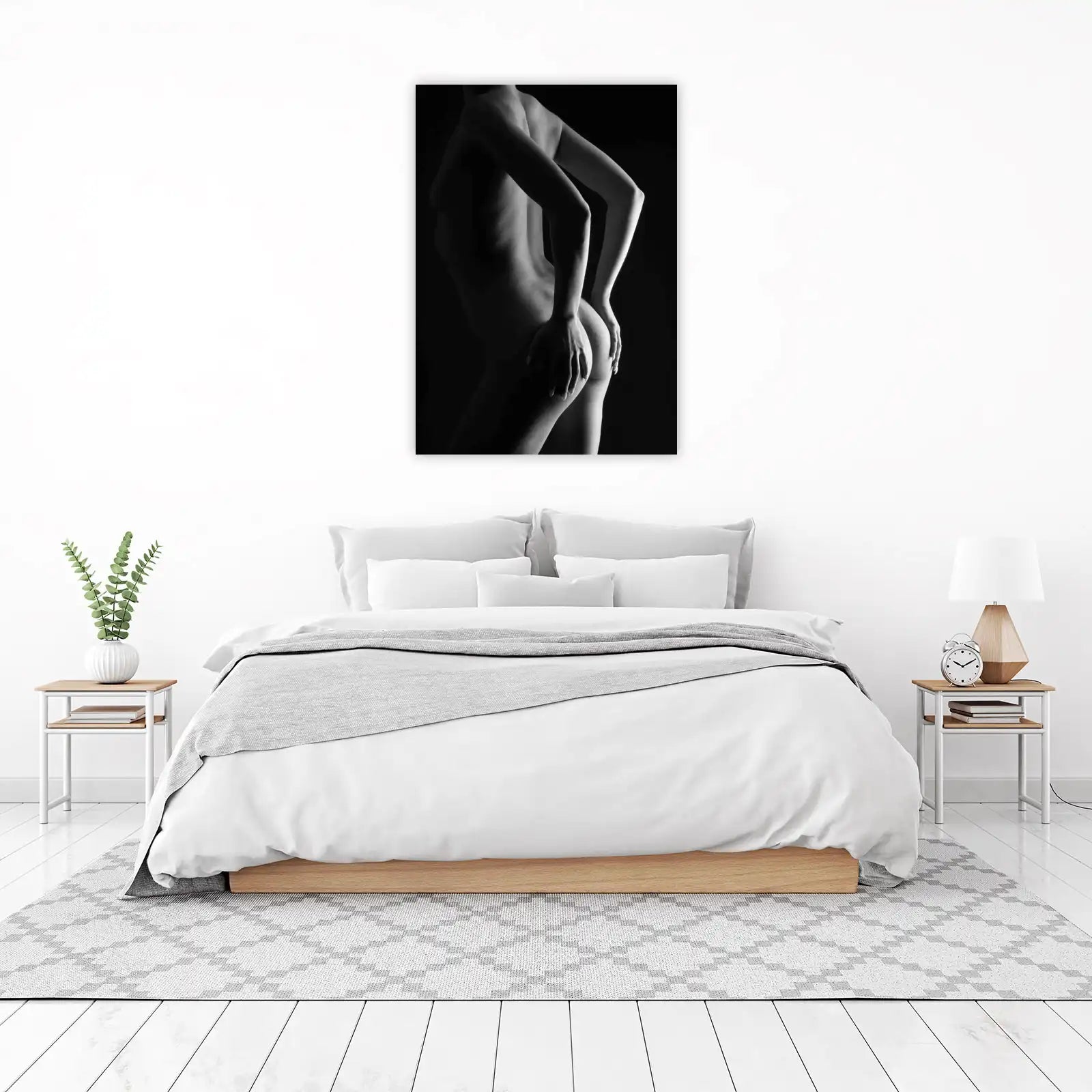 Elegant Nude Body Contour Black & White Wall Art