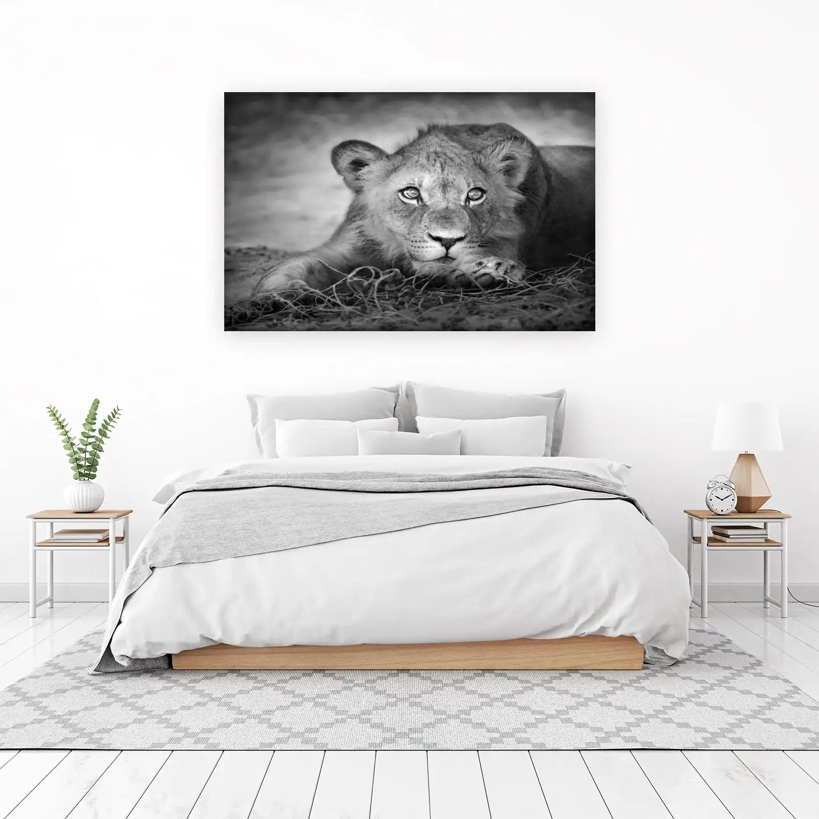 Majestic Lion Portrait Black & White Wall Art