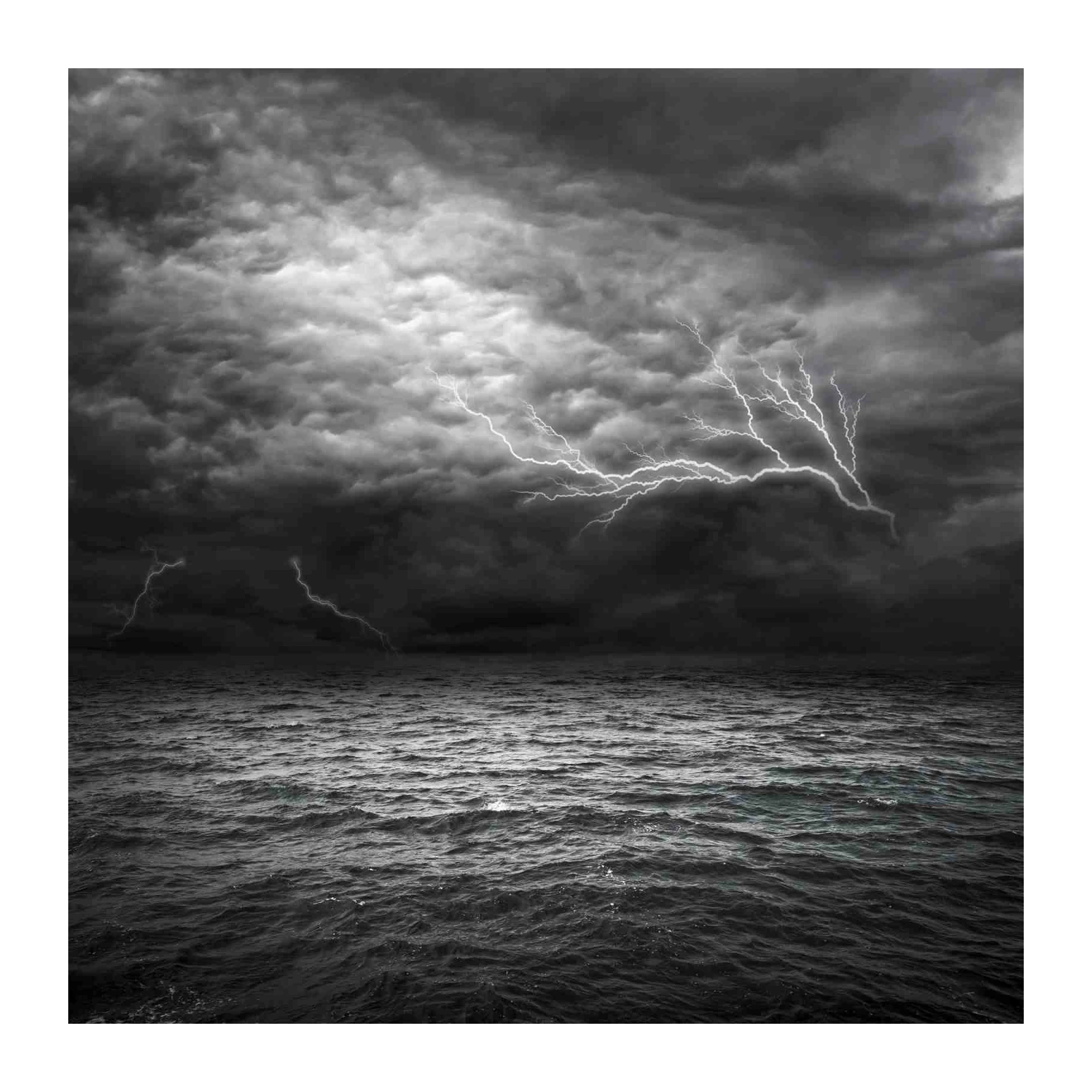 Dramatic Stormy Sea Lightning Wall Art