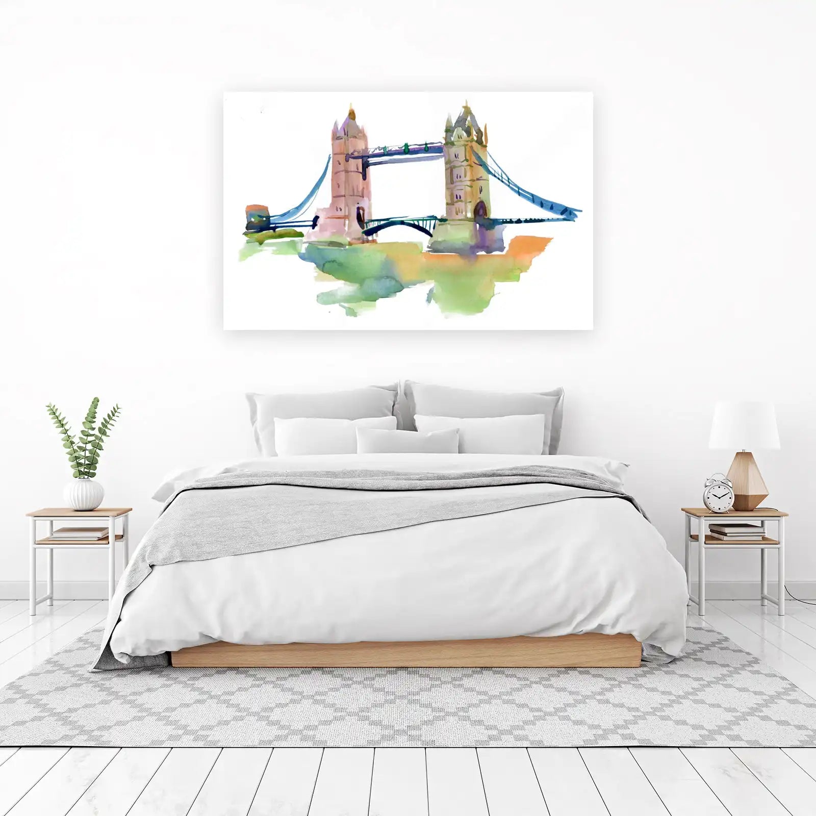 Abstract London Tower Bridge Watercolor Wall Art