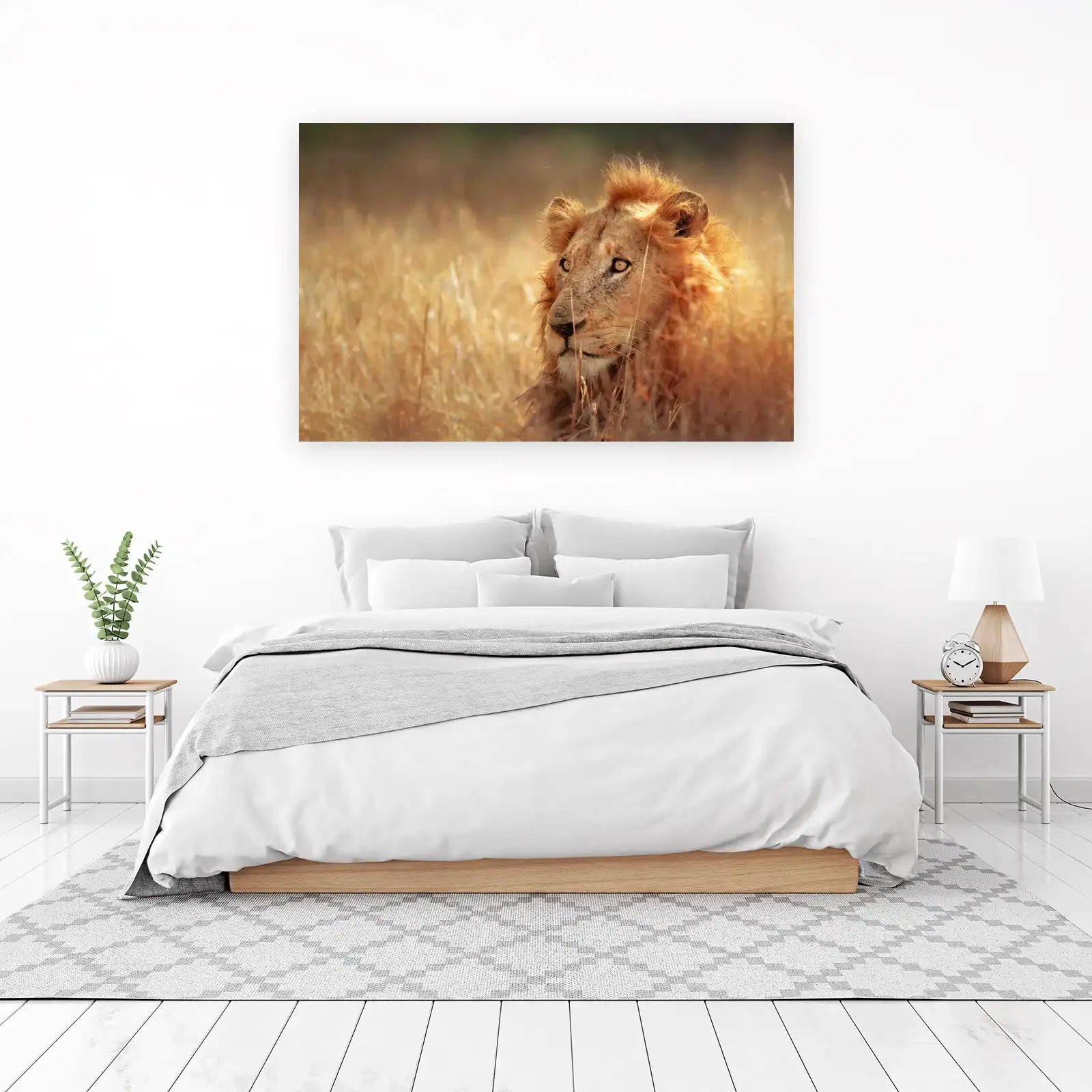 Majestic Lion in Golden Savannah Wall Art
