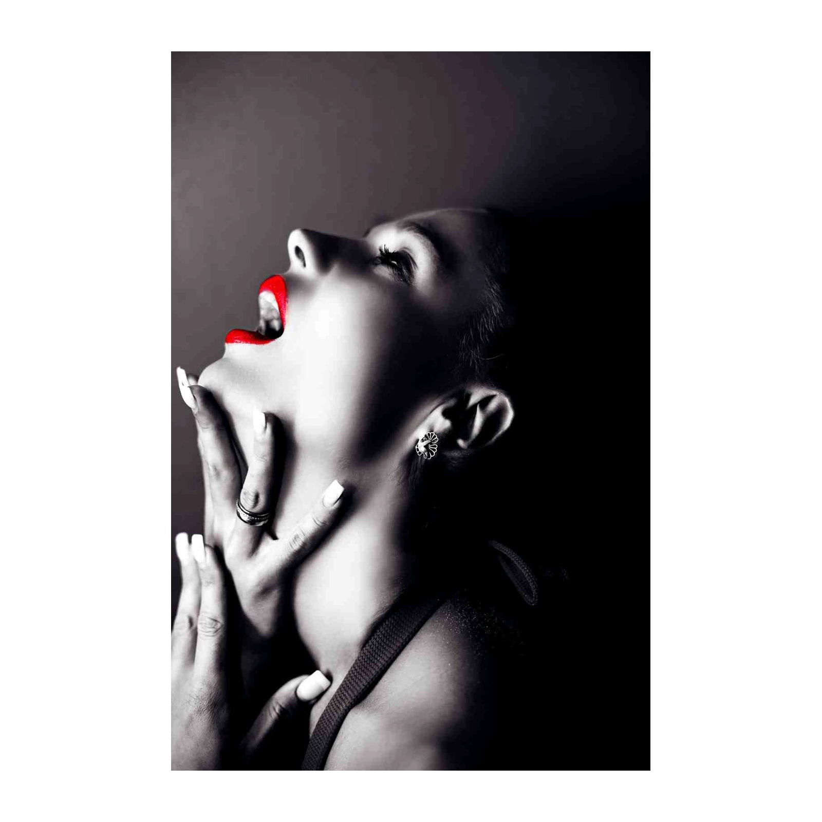 Dramatic Red Lips Woman Portrait Wall Art