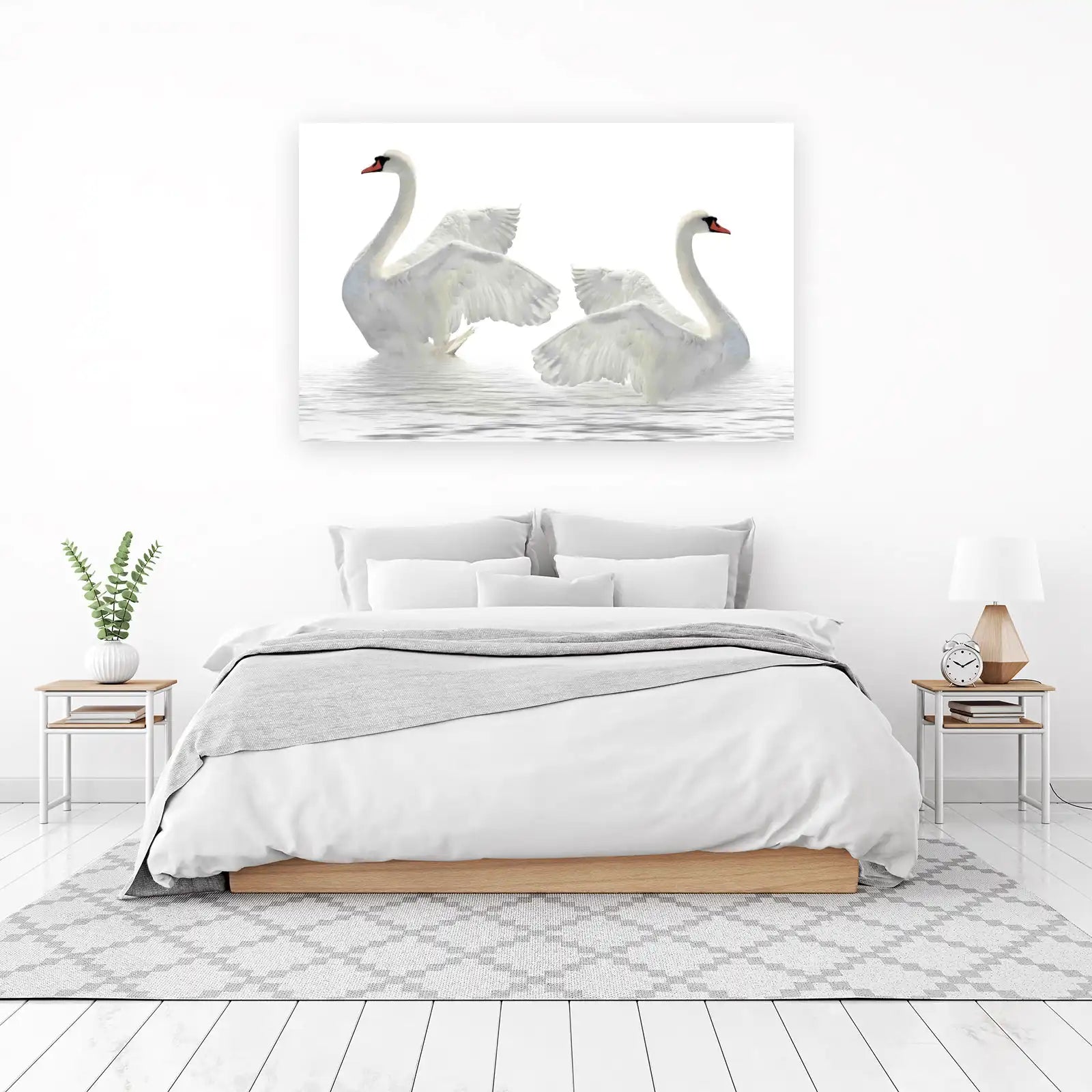 Elegant Swans Graceful Wings Wall Art