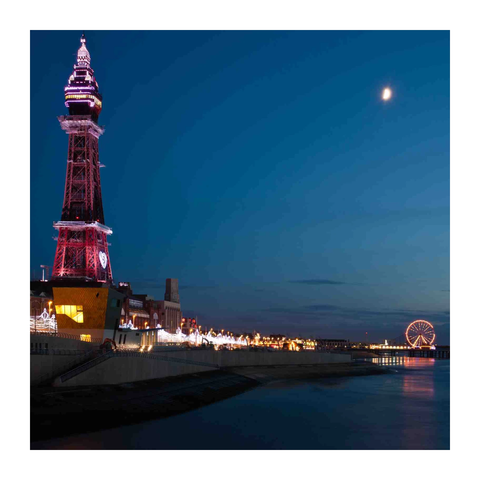 Blackpool Tower & Ferris Wheel at Dusk Wall Art