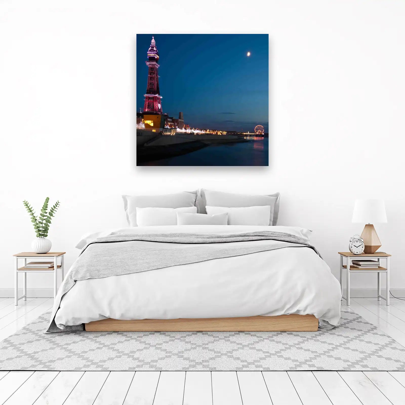 Blackpool Tower & Ferris Wheel at Dusk Wall Art