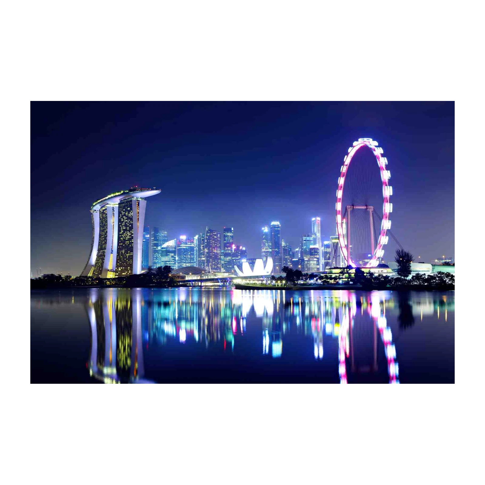 Vibrant Singapore Skyline & Ferris Wheel Wall Art