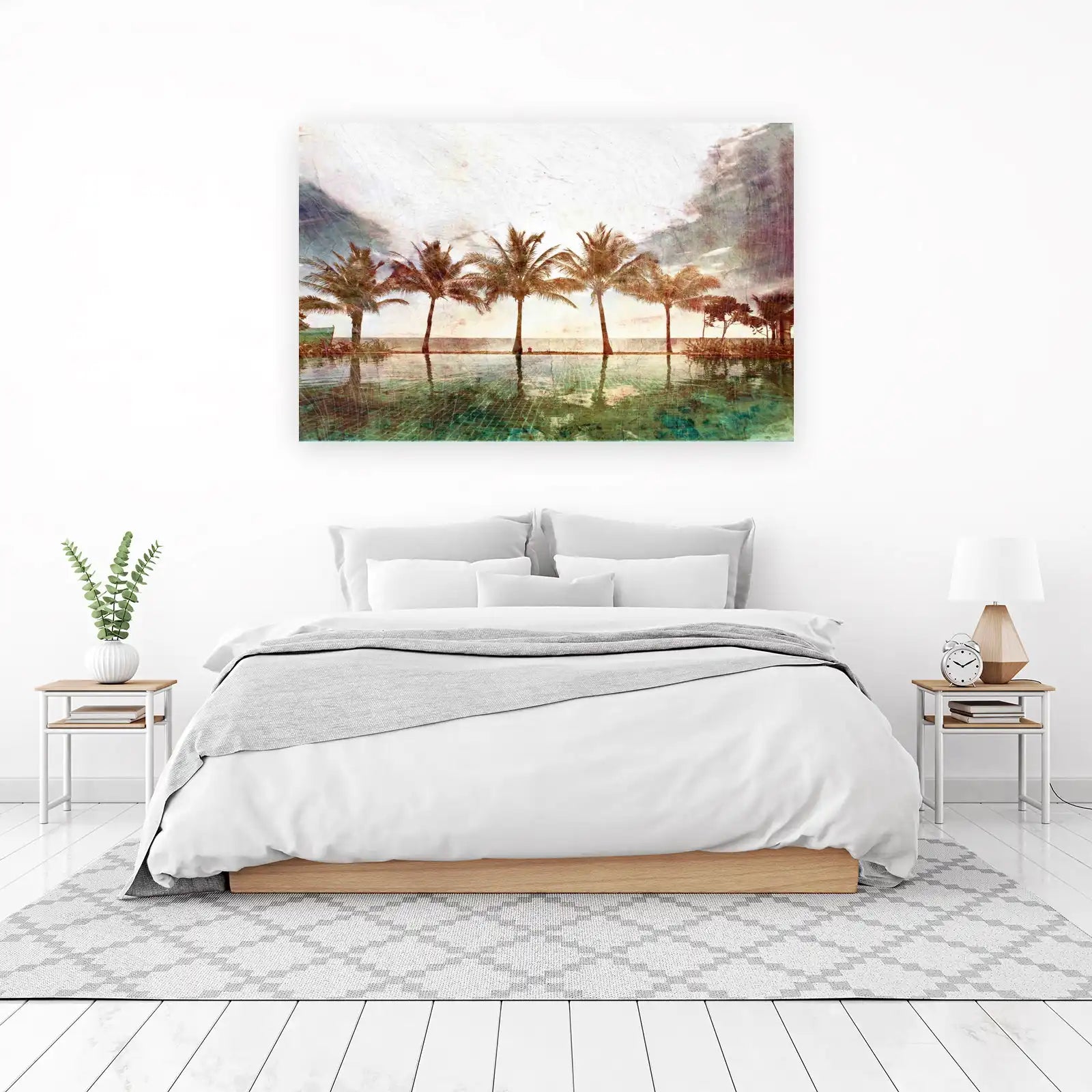Vintage Tropical Palm Trees Poolside Wall Art
