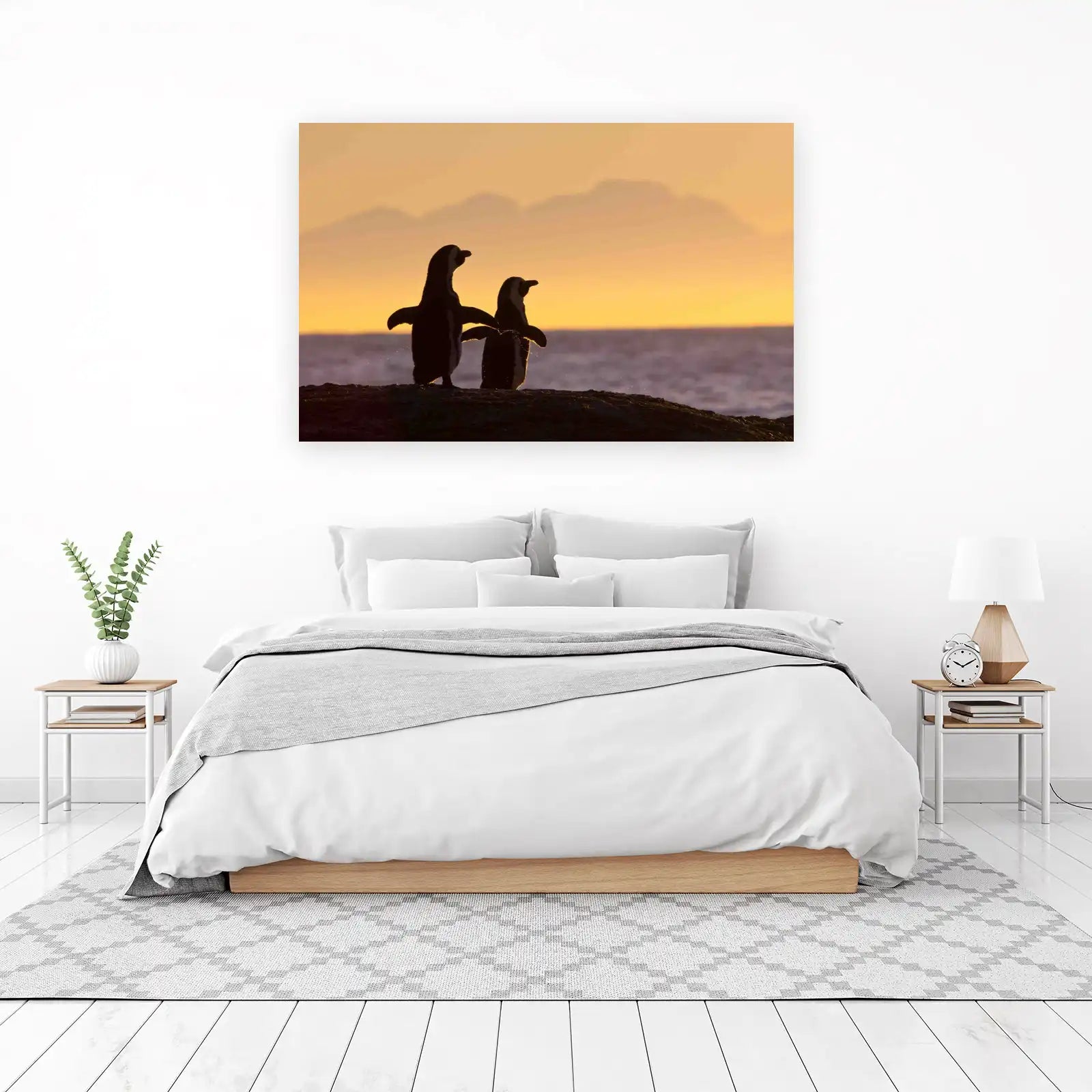 Majestic Penguin Duo Sunset Wall Art