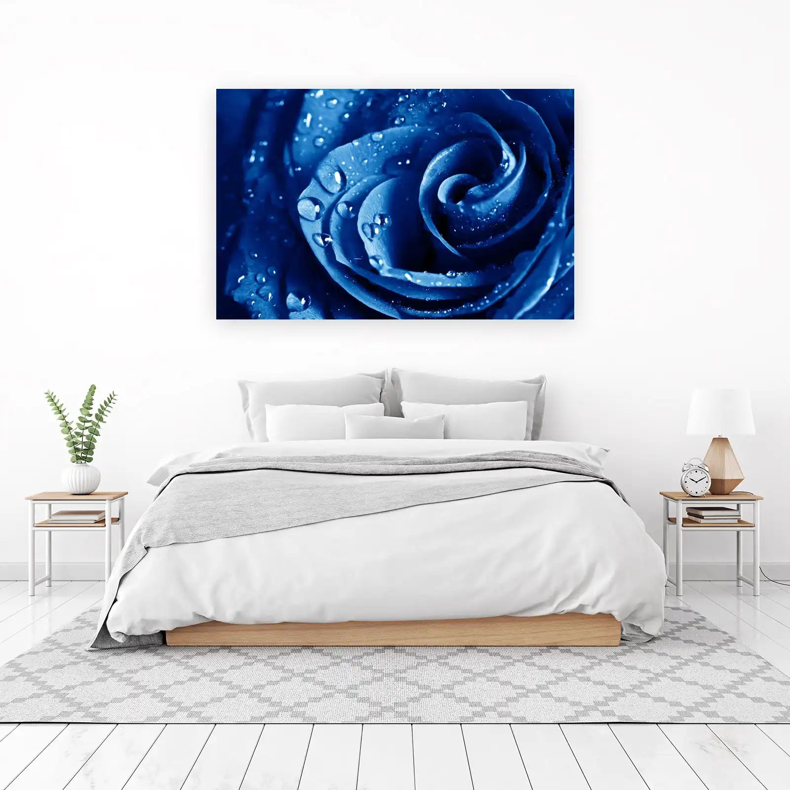 Deep Blue Rose with Dewdrops Wall Art