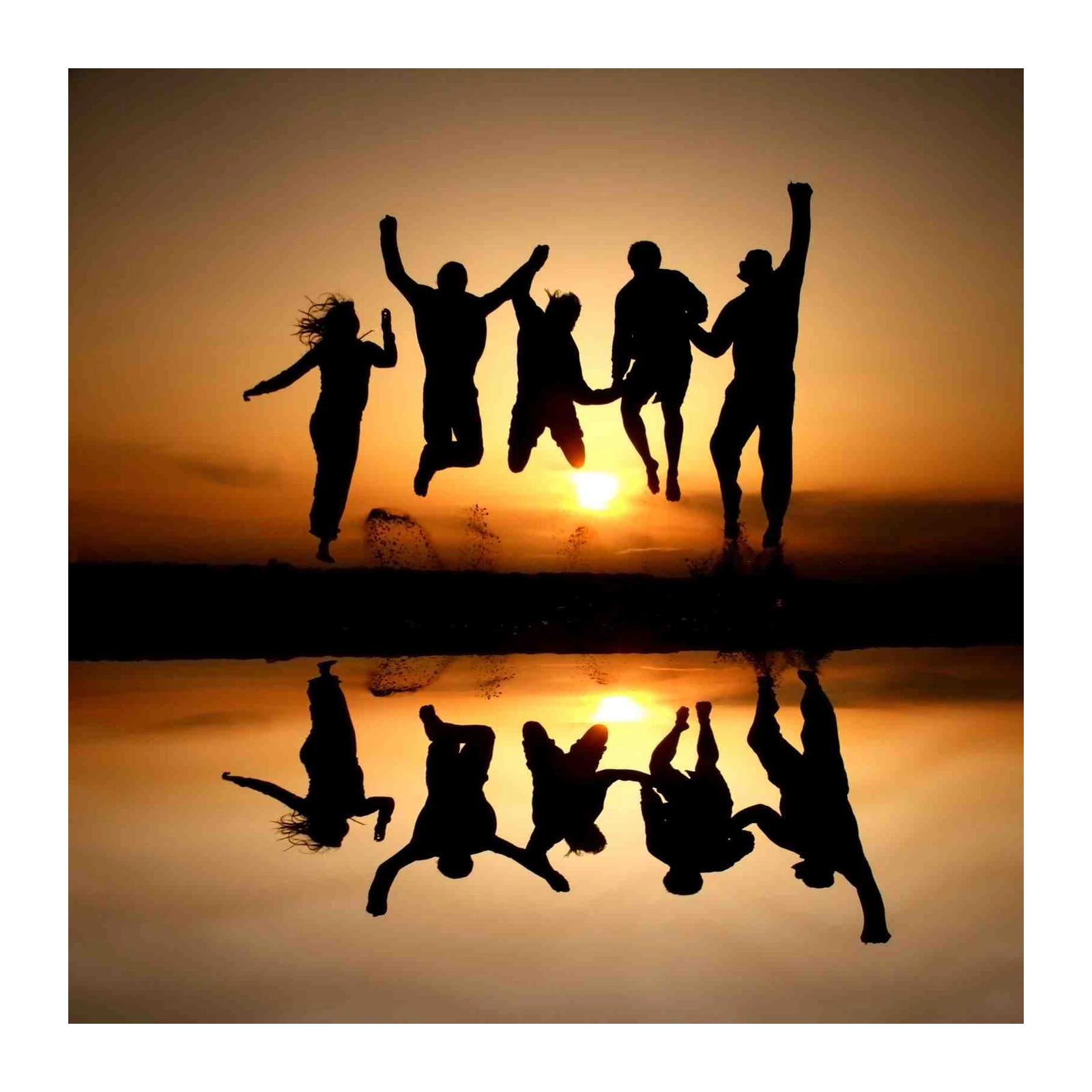 Joyful Friends Sunset Silhouette Wall Art