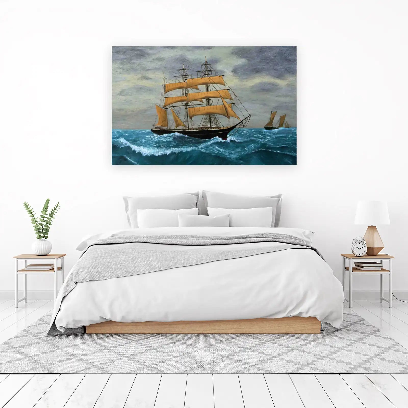 Vintage Tall Ship Sailing Rough Seas Wall Art