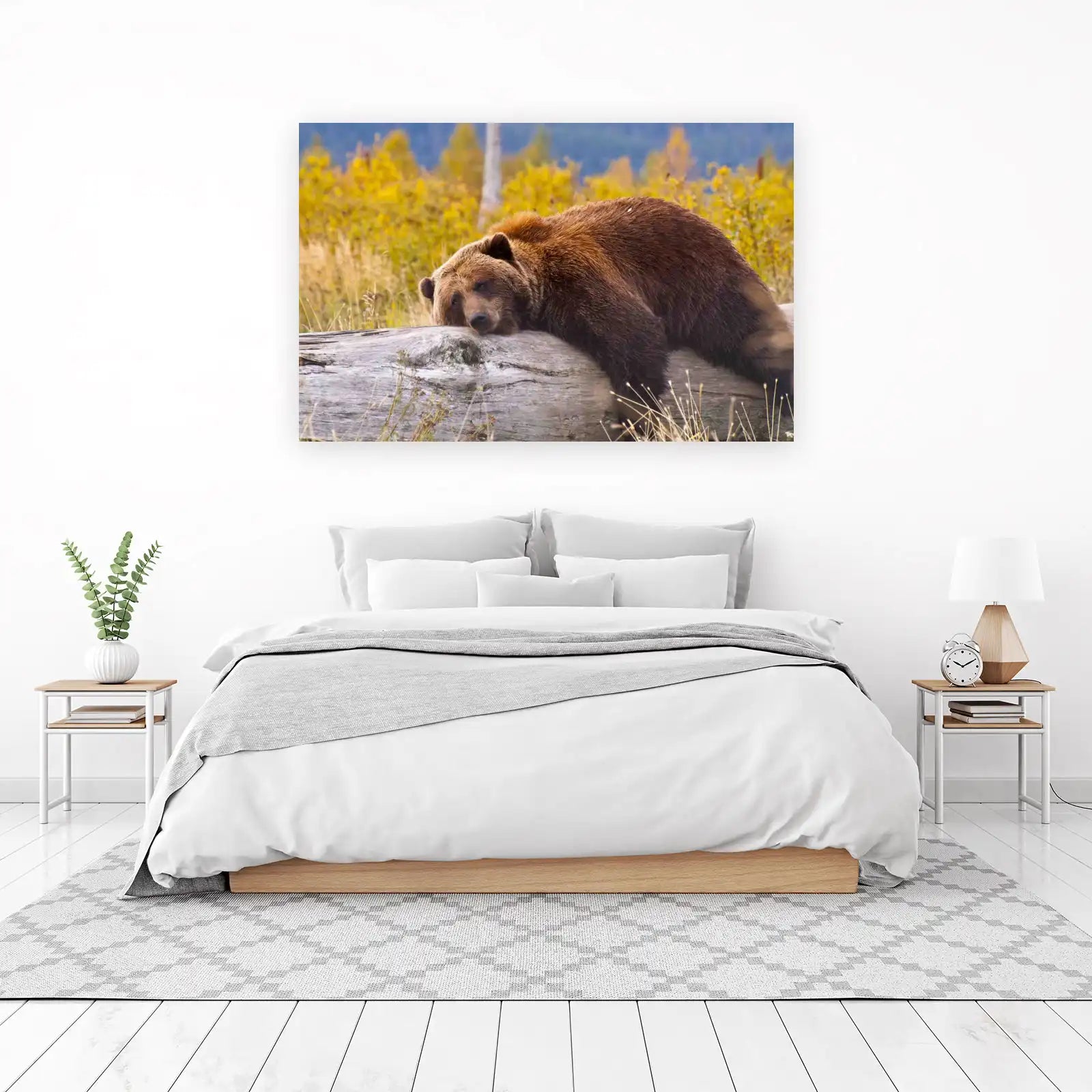Majestic Grizzly Bear on Log Wall Art