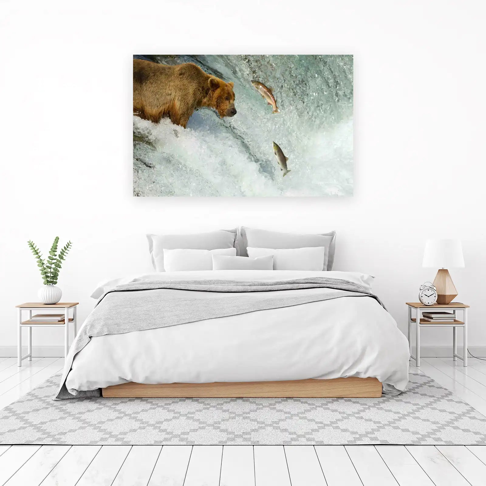 Majestic Bear Hunting Salmon Wall Art