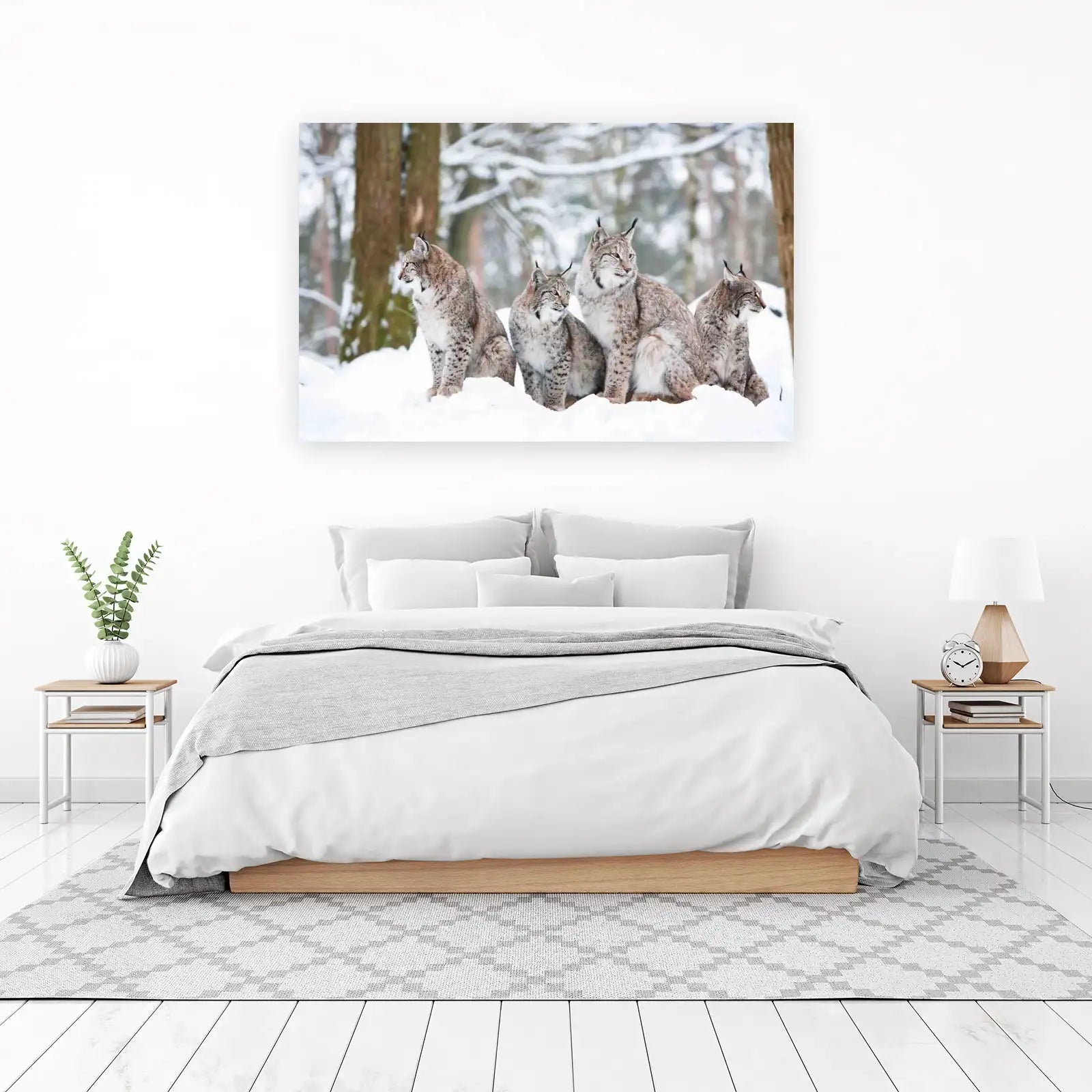 Majestic Lynx Family in Snow Wall Art