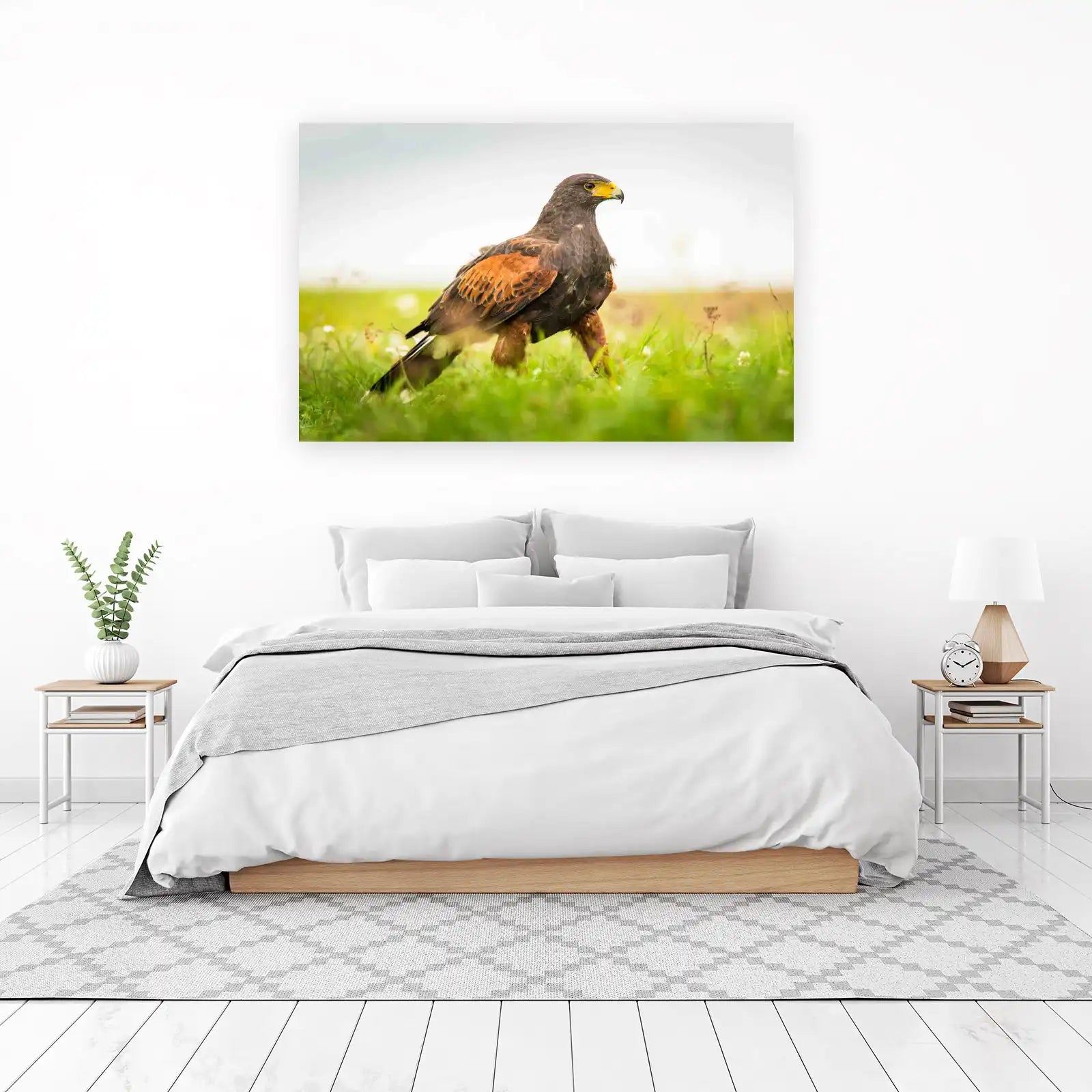 Majestic Hawk in Meadow Wall Art