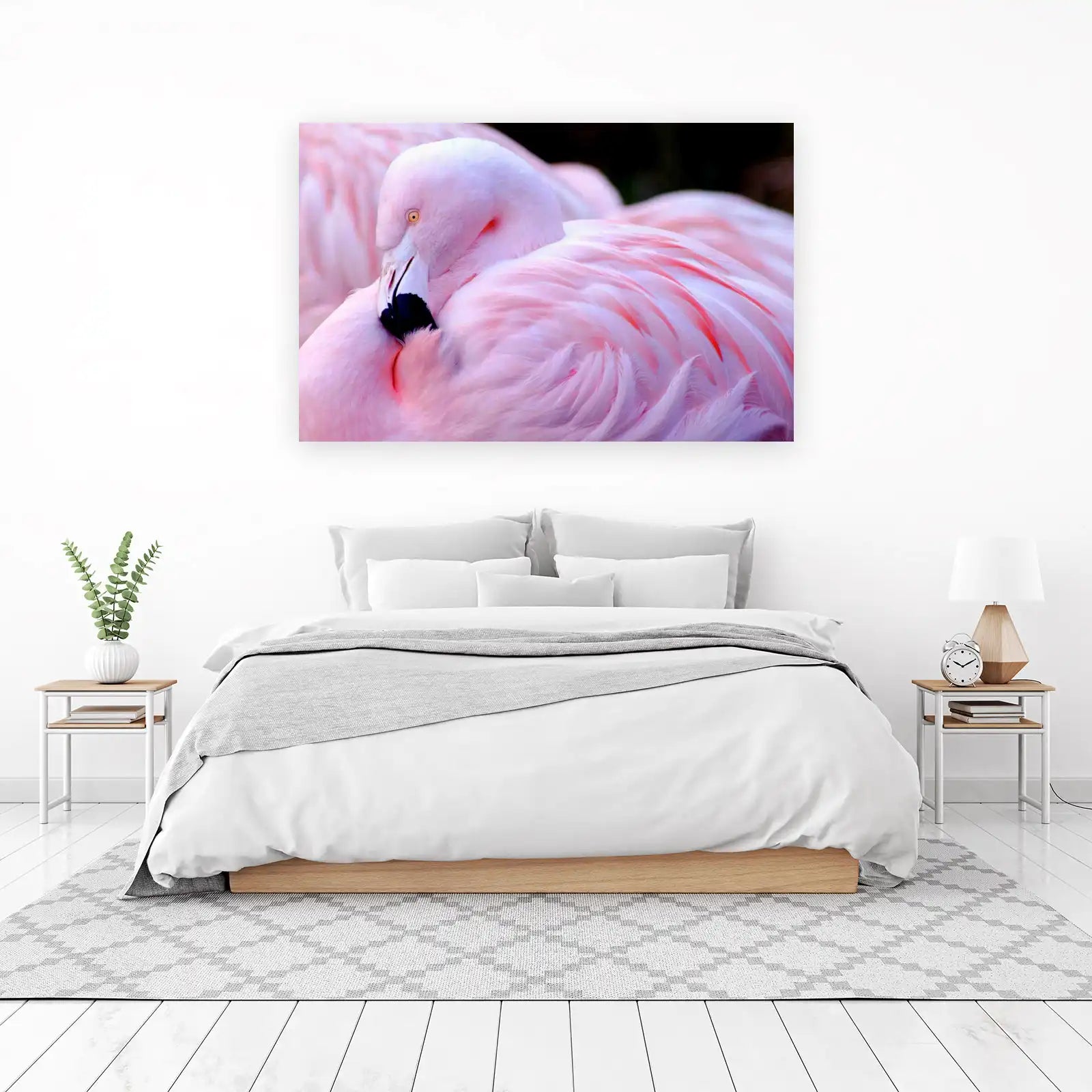 Serene Pink Flamingo Feather Detail Wall Art