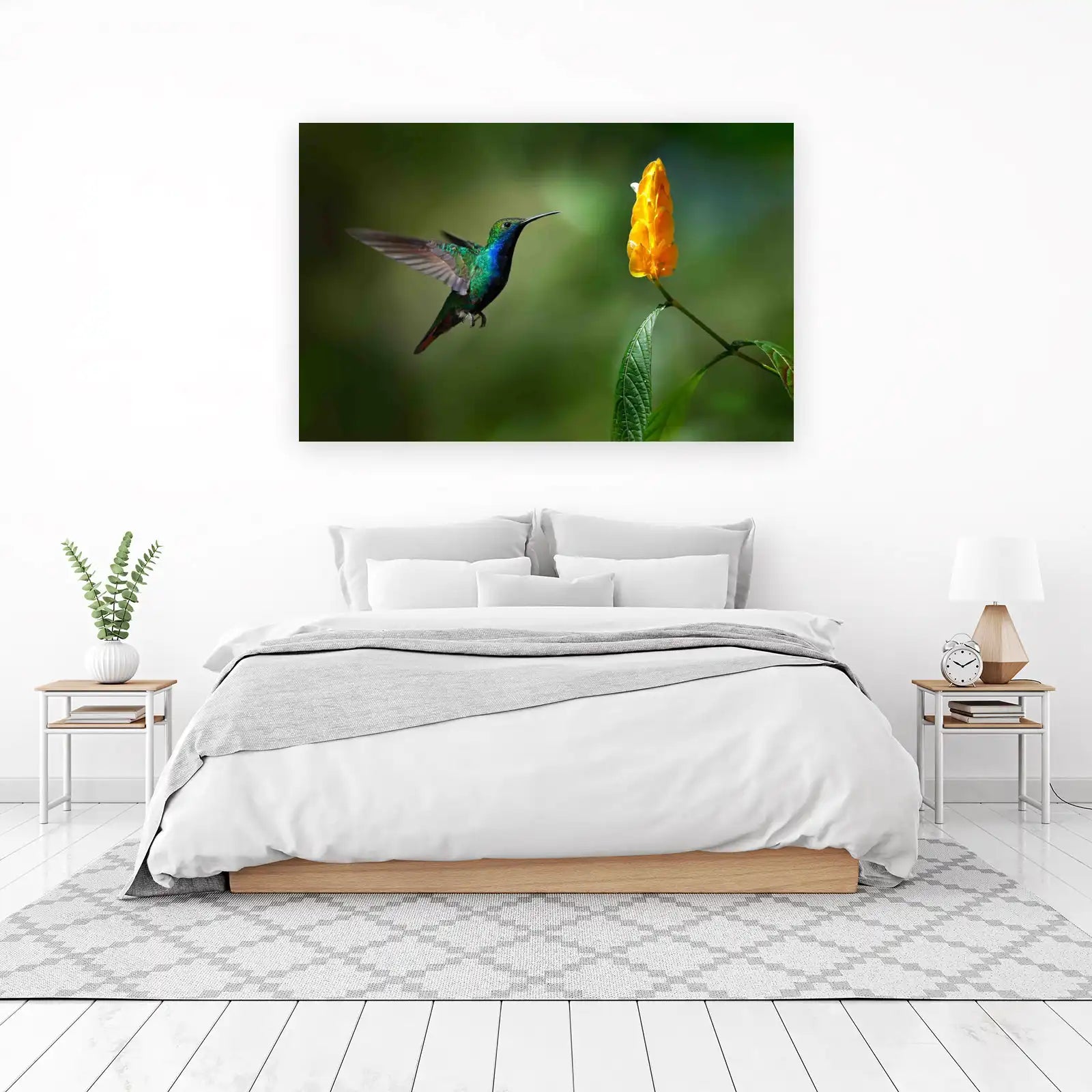 Vibrant Hummingbird & Yellow Flower Wall Art