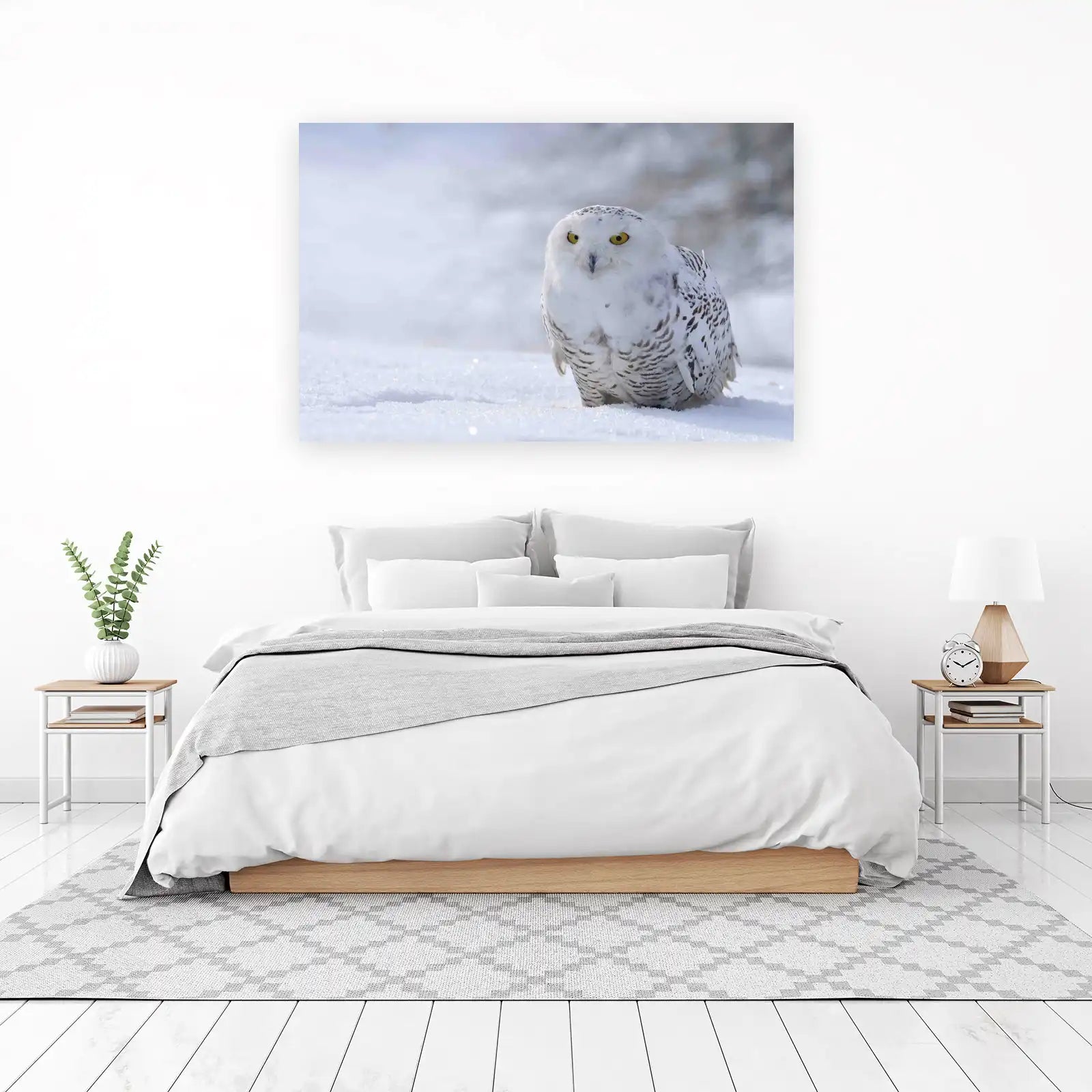 Majestic Snowy Owl in Winter Forest Wall Art