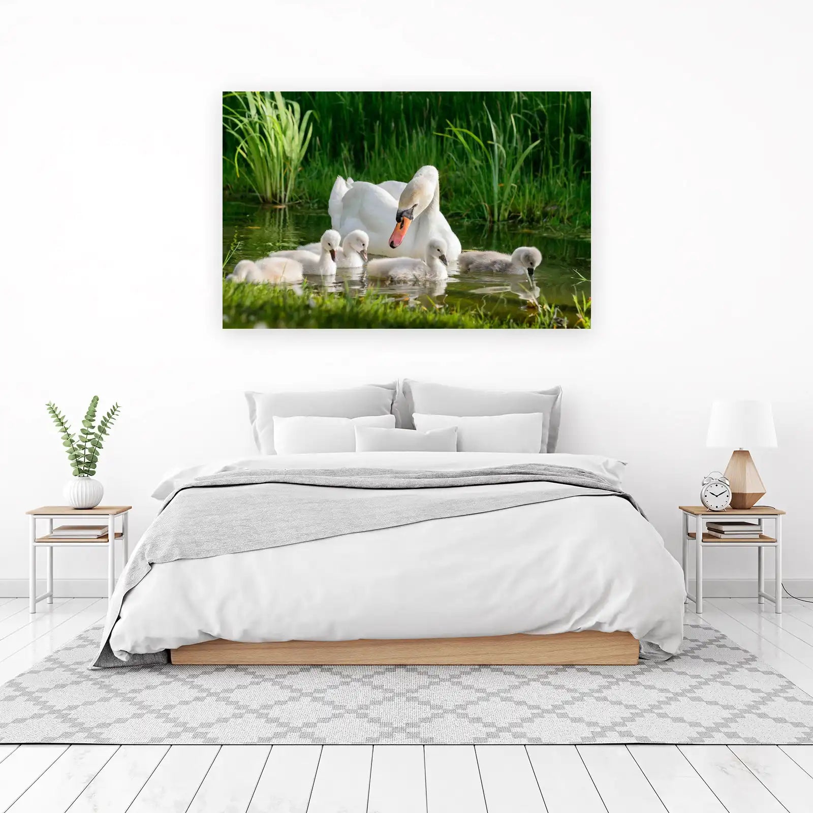 Graceful Swan Family Nature Wall Art