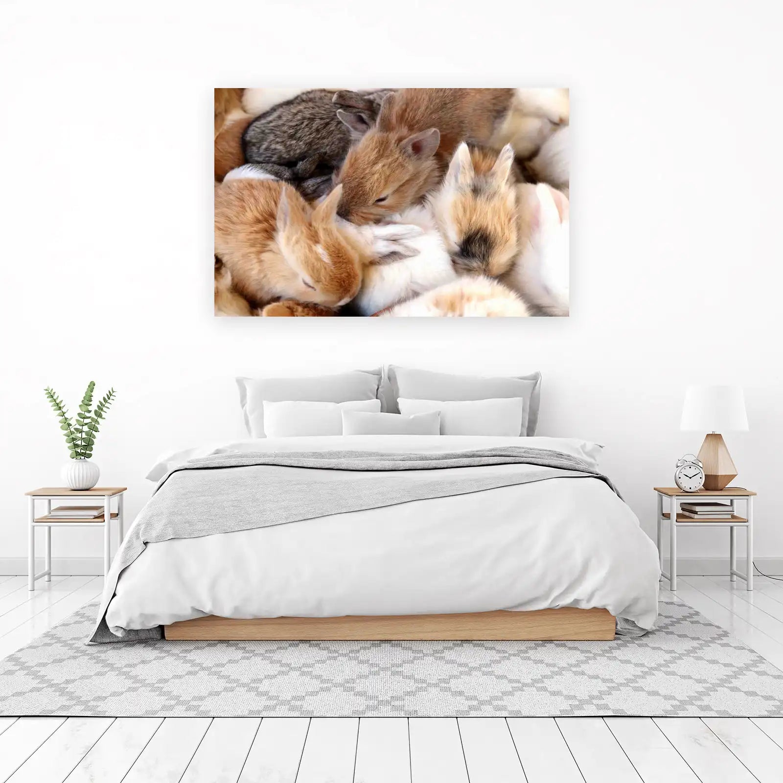 Adorable Baby Bunnies Hugging Wall Art
