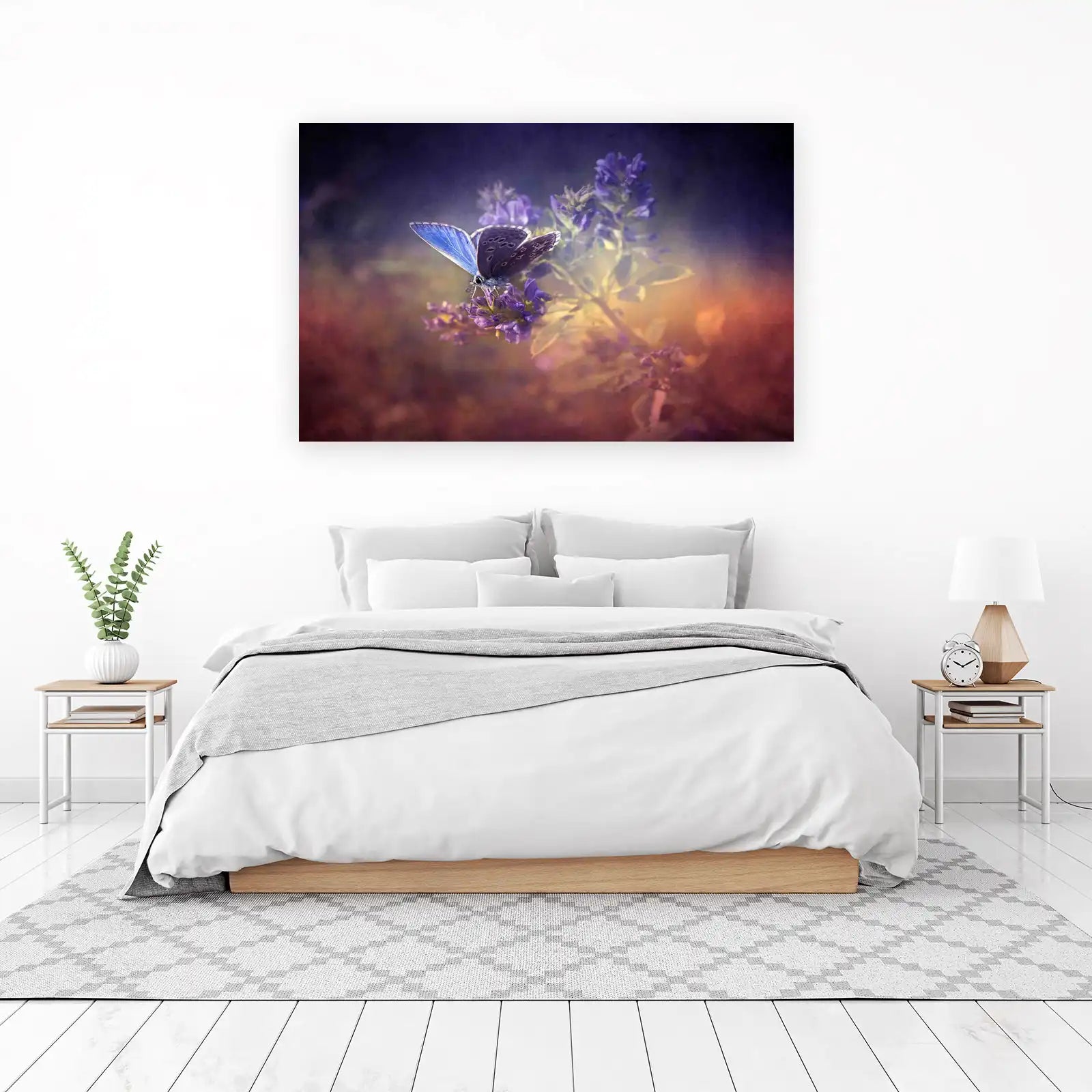 Enchanting Blue Butterfly Floral Wall Art