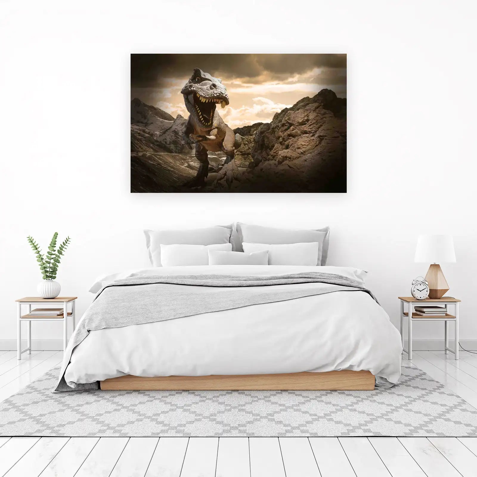 Majestic T-Rex Roaring Mountain Wall Art