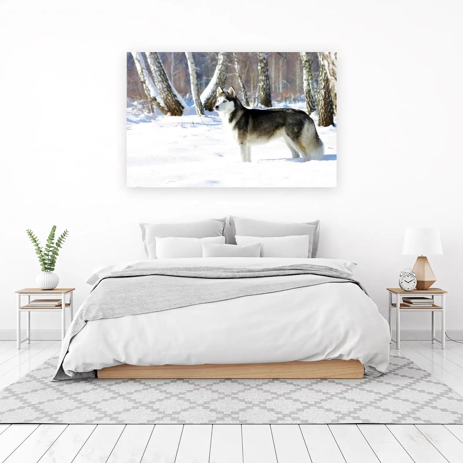 Majestic Husky in Winter Forest Wall Art