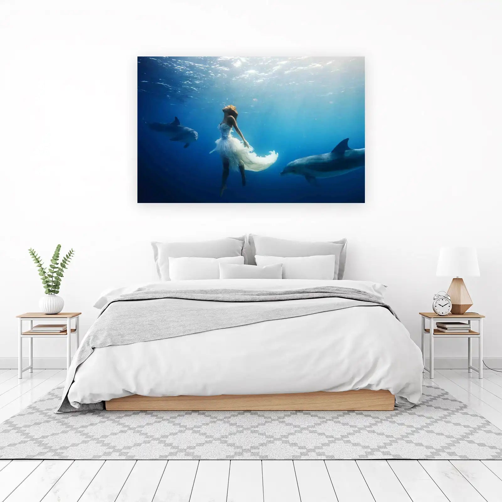 Enchanting Mermaid & Dolphin Underwater Wall Art