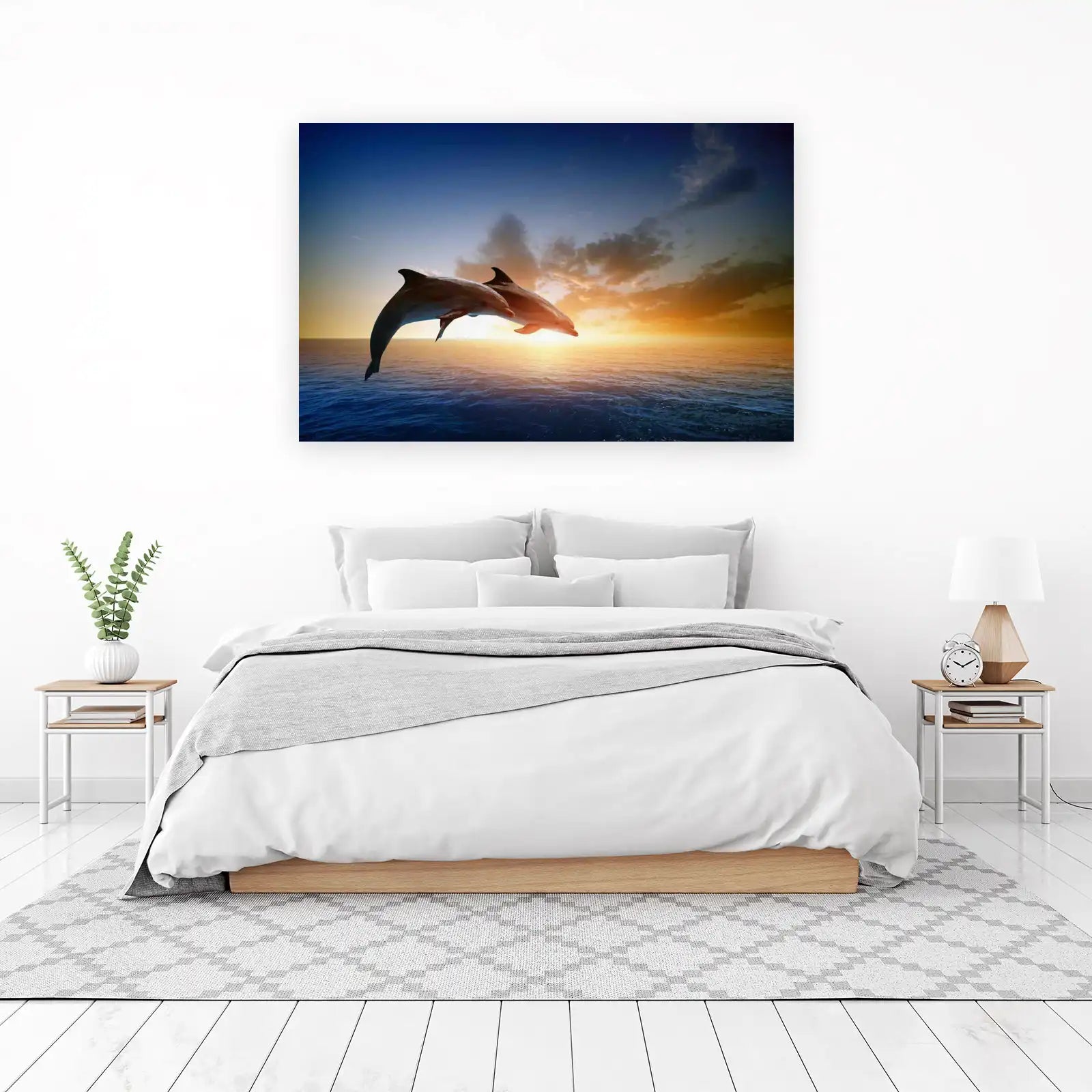 Dolphins Jumping at Sunset Wall Art