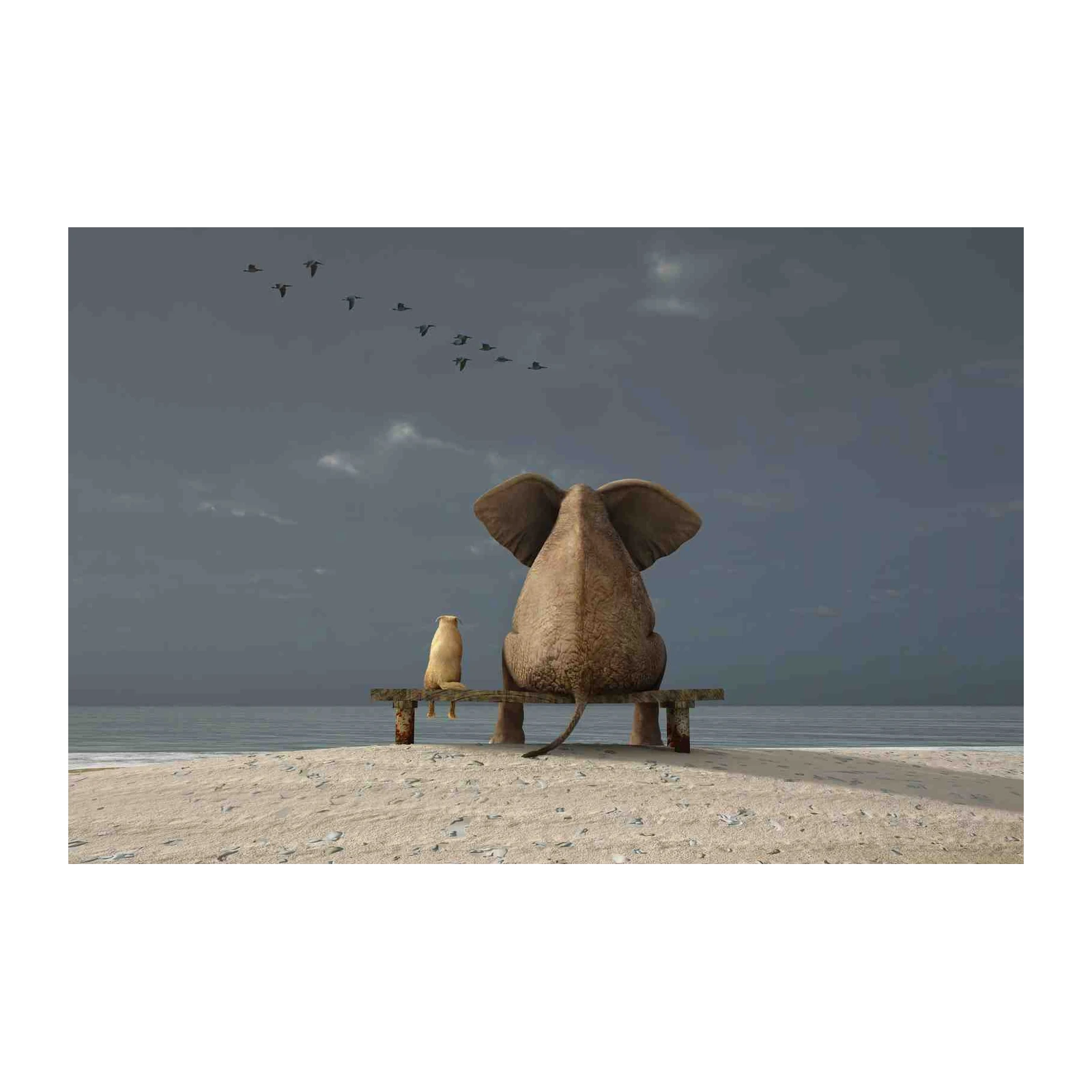 Friendship on the Beach Elephant Wall Art
