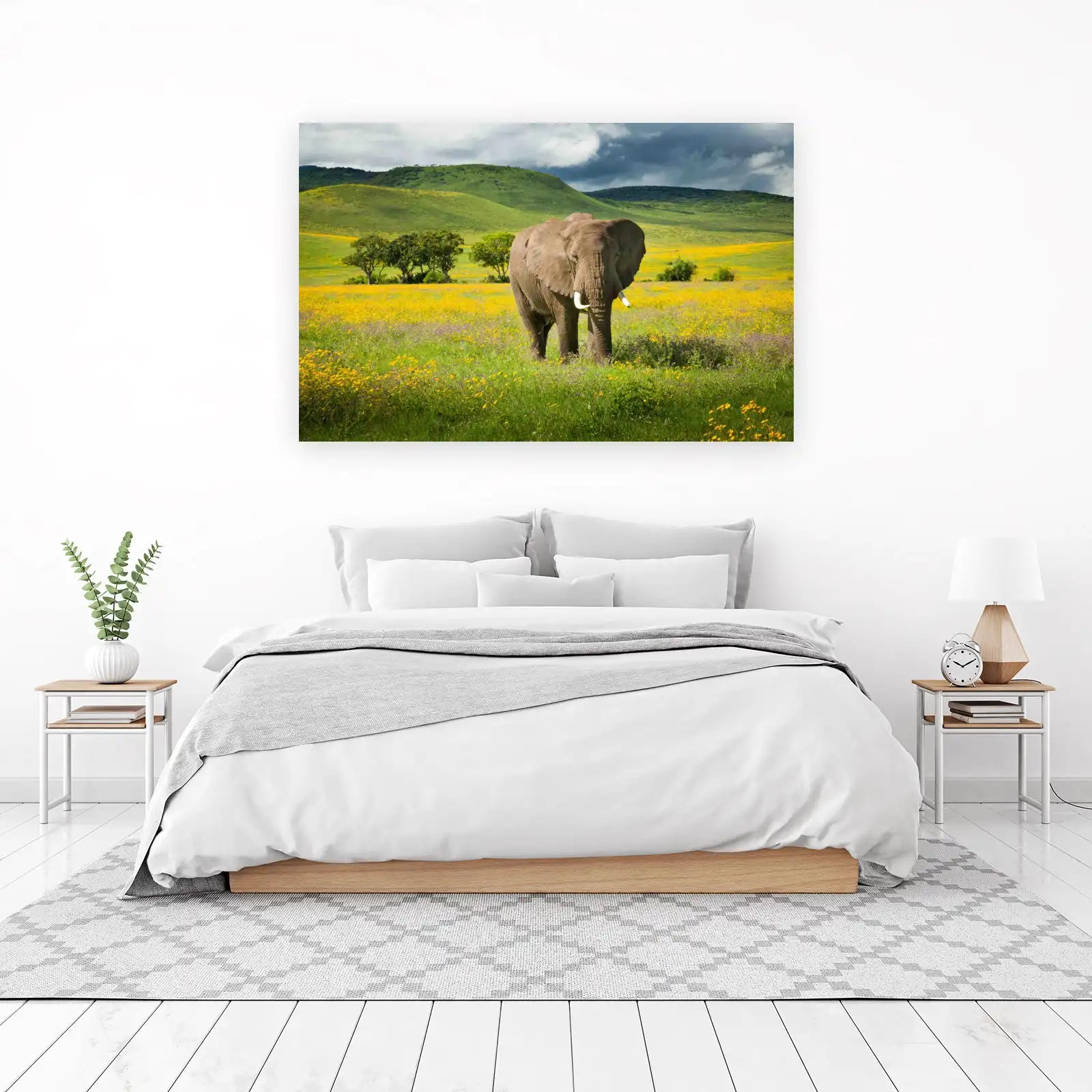 Majestic Elephant Safari Field Wall Art