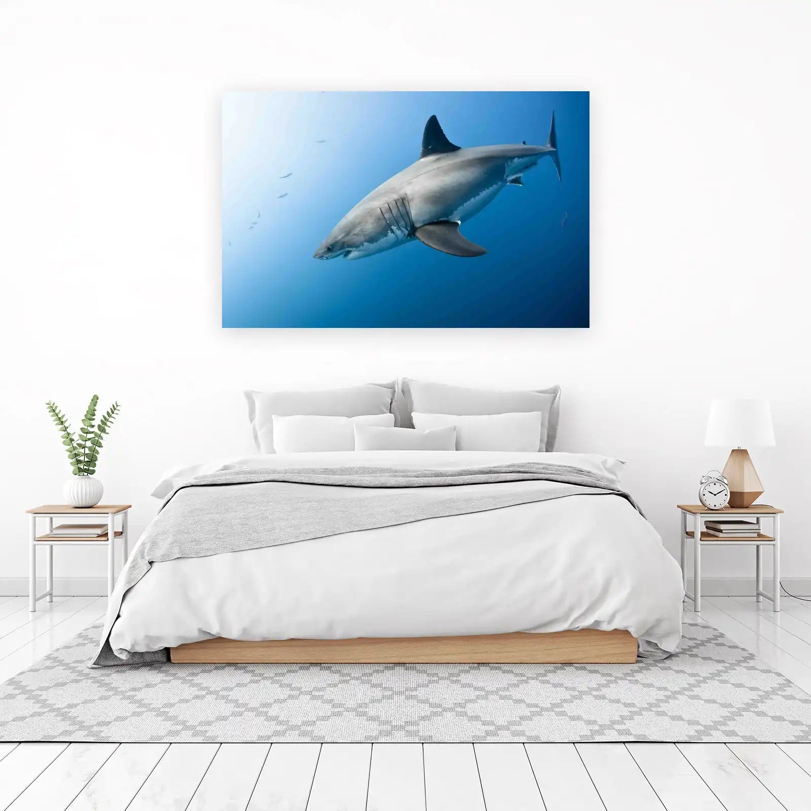 Majestic Great White Shark Underwater Wall Art