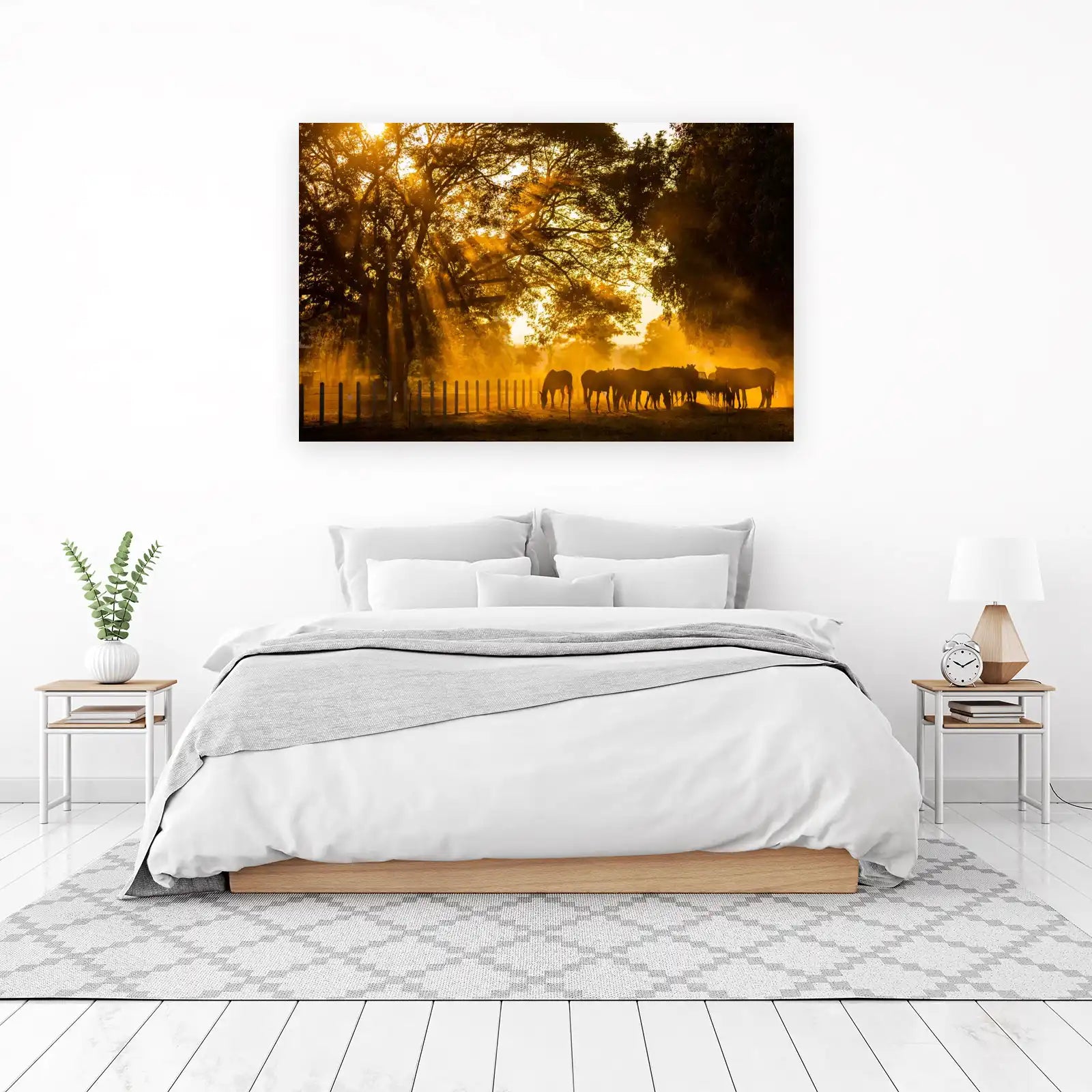 Golden Hour Horses Meadow Wall Art