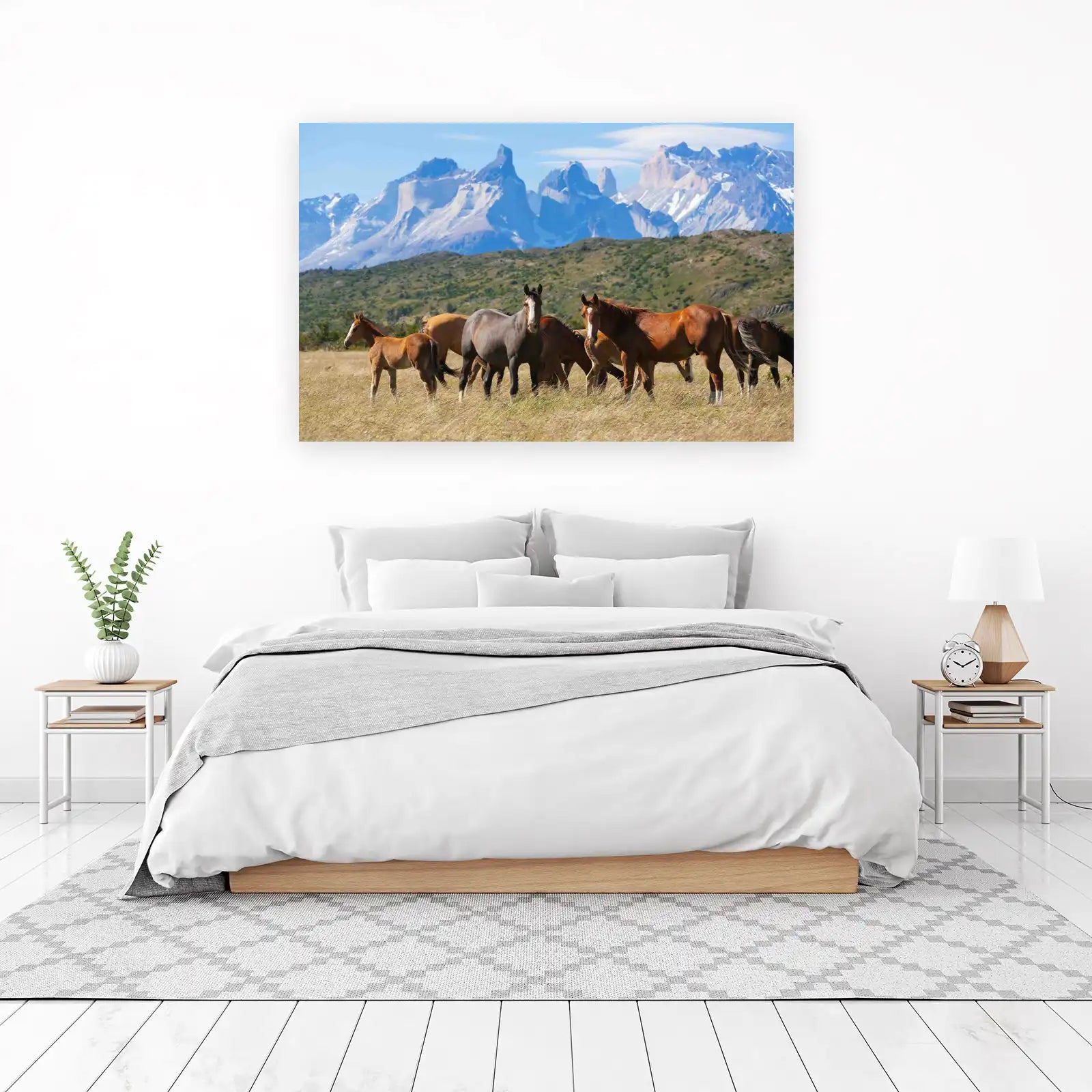 Wild Horses Majestic Mountains Wall Art