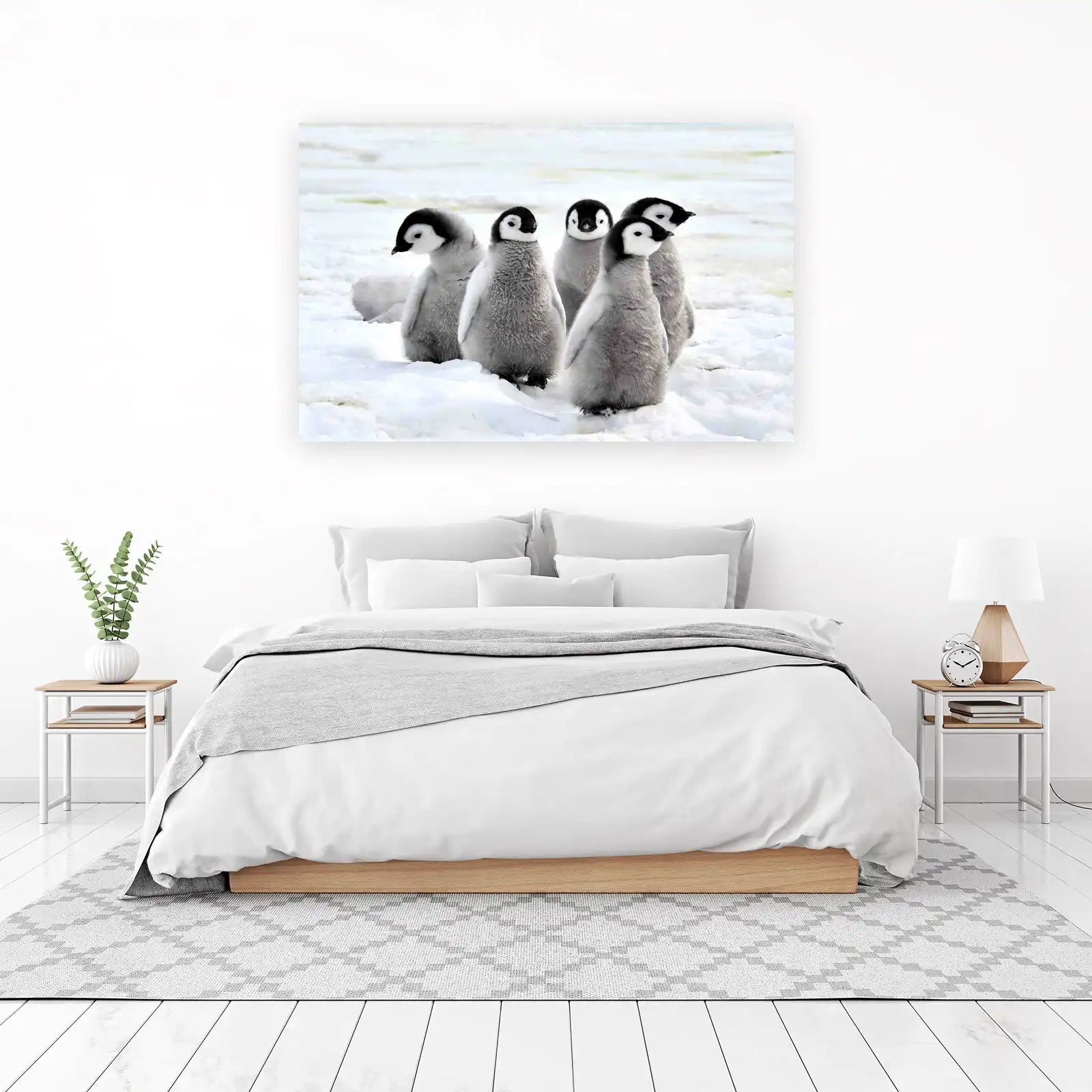 Adorable Penguin Chicks Fluffy Snow Wall Art