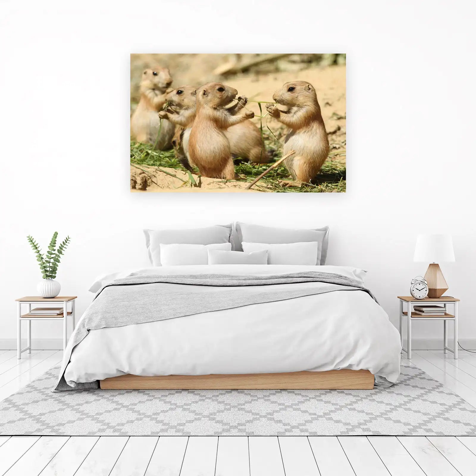 Adorable Prairie Dogs Nibbling Grass Wall Art