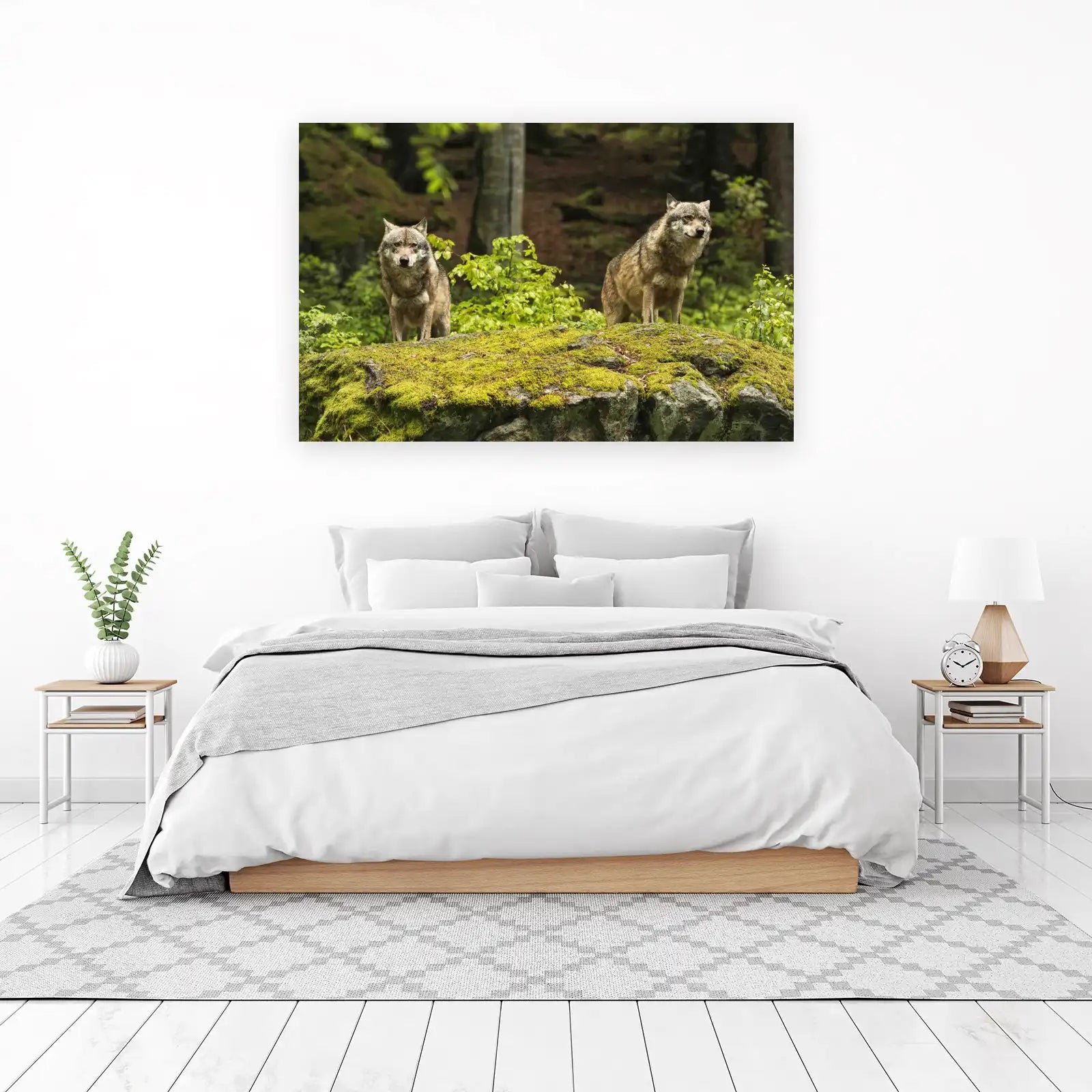 Majestic Wolves in Forest Glow Wall Art