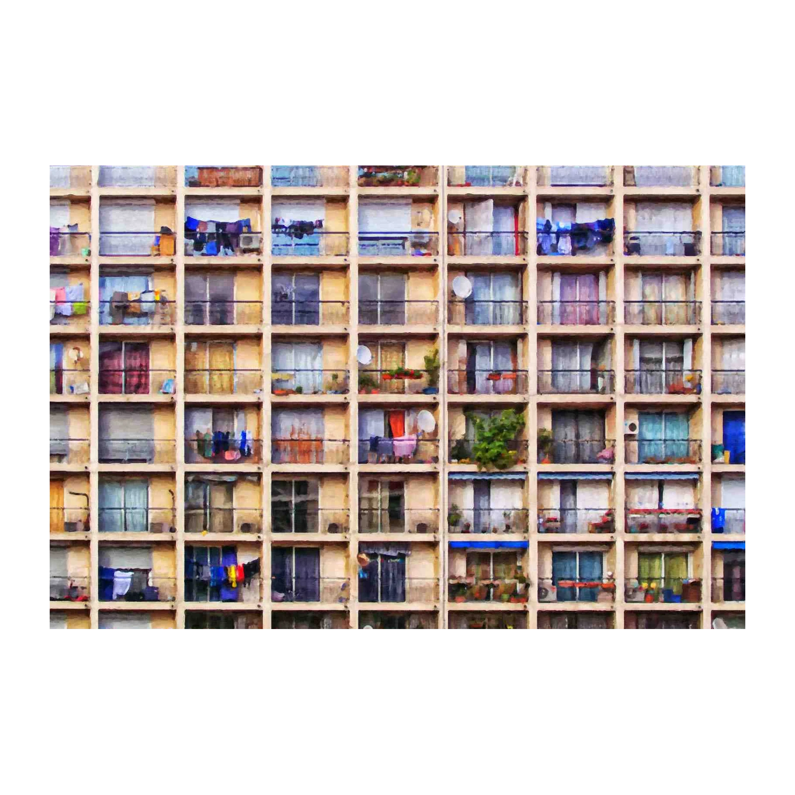 Urban Balconies Impressionist Wall Art