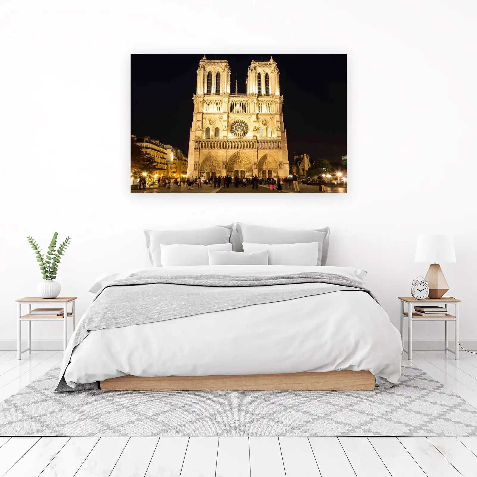 Notre Dame Cathedral Paris Night Wall Art