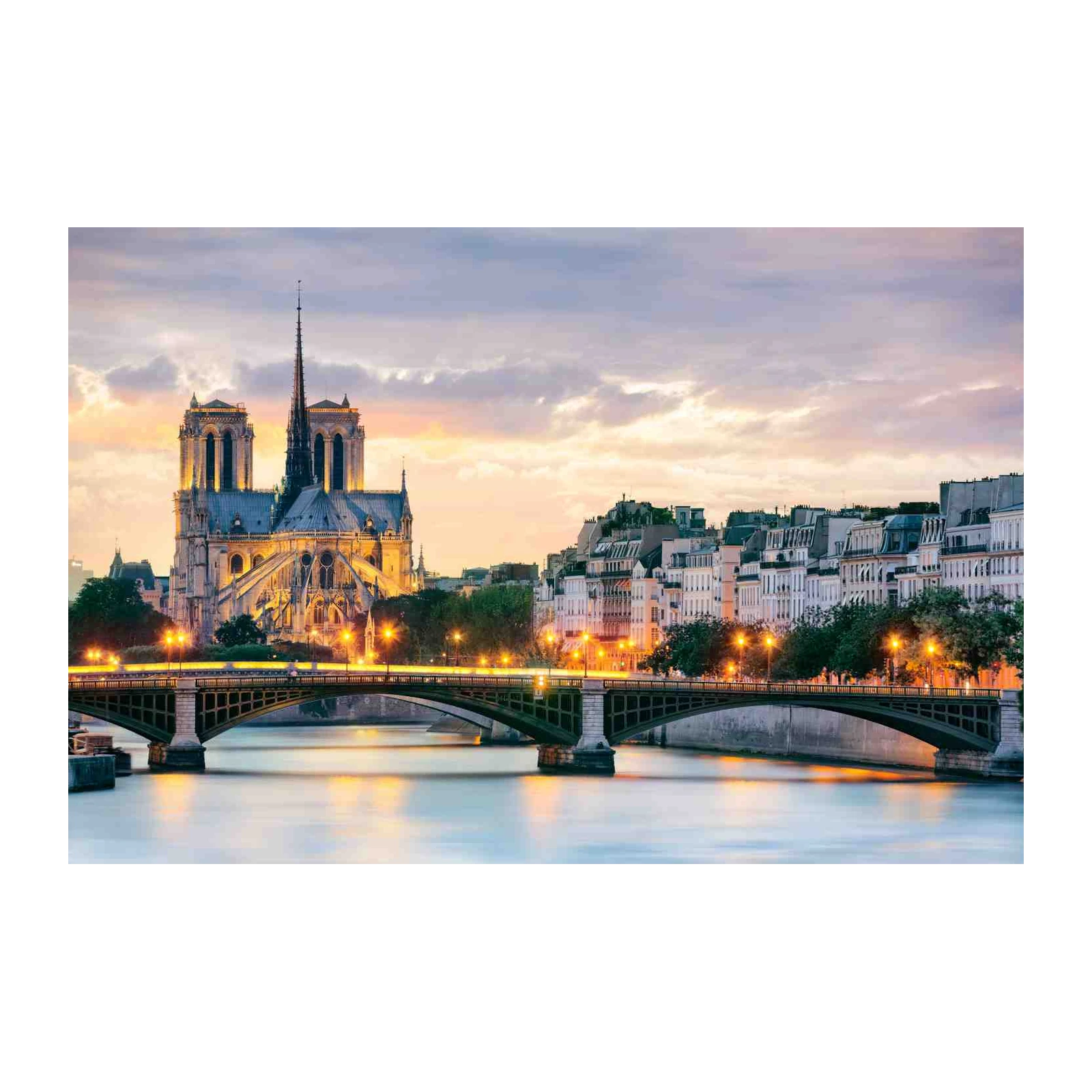Parisian Sunset Notre Dame Bridge Wall Art