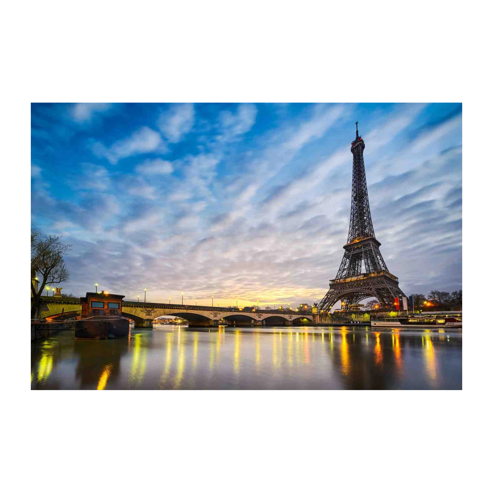 Paris Eiffel Tower Seine River Sunset Wall Art