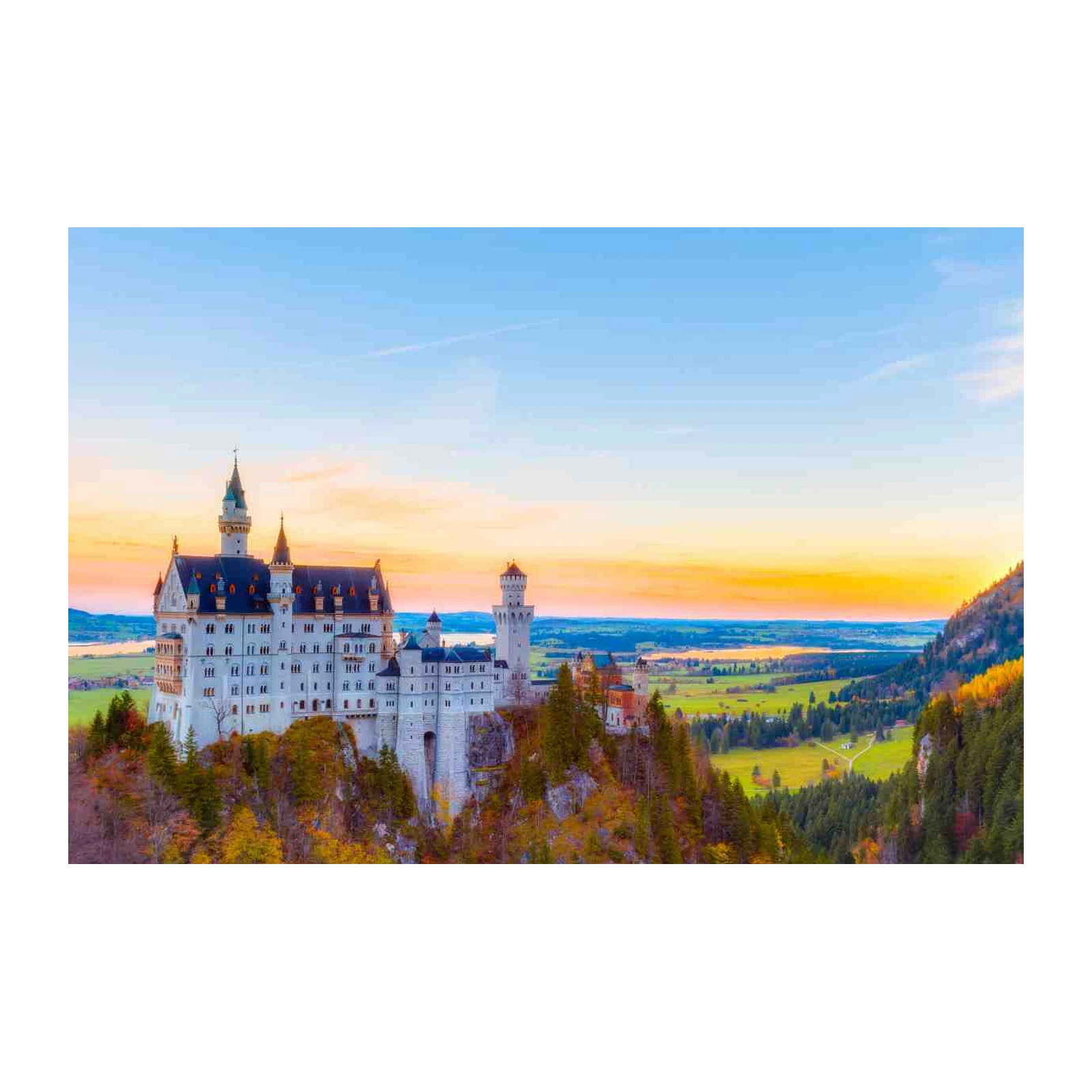 Enchanting Castle Sunset Bavarian Alps Wall Art