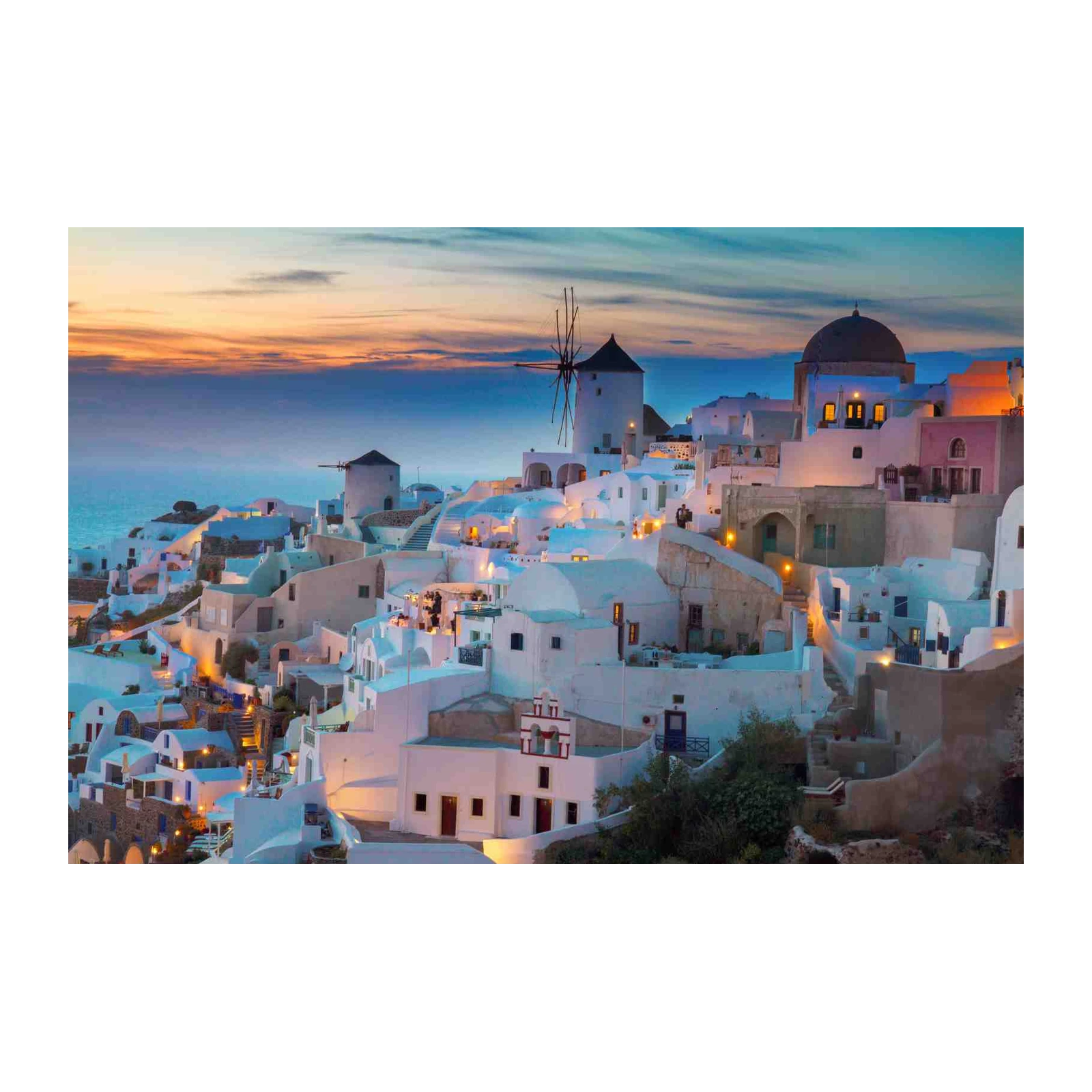 Santorini Sunset Village Wall Art