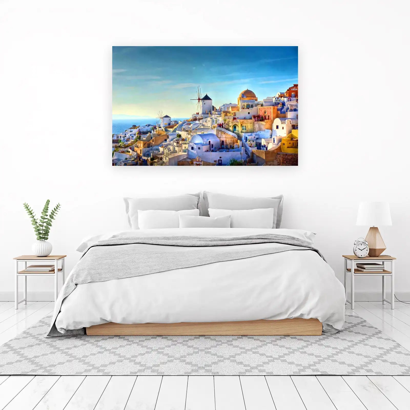 Santorini Village Landscape Wall Art