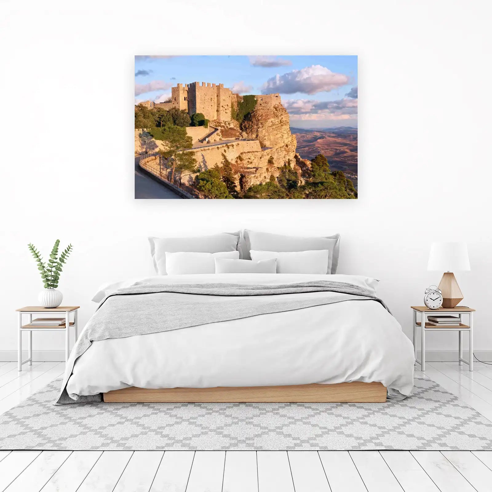 Epic Castle on Cliffside Landscape Wall Art