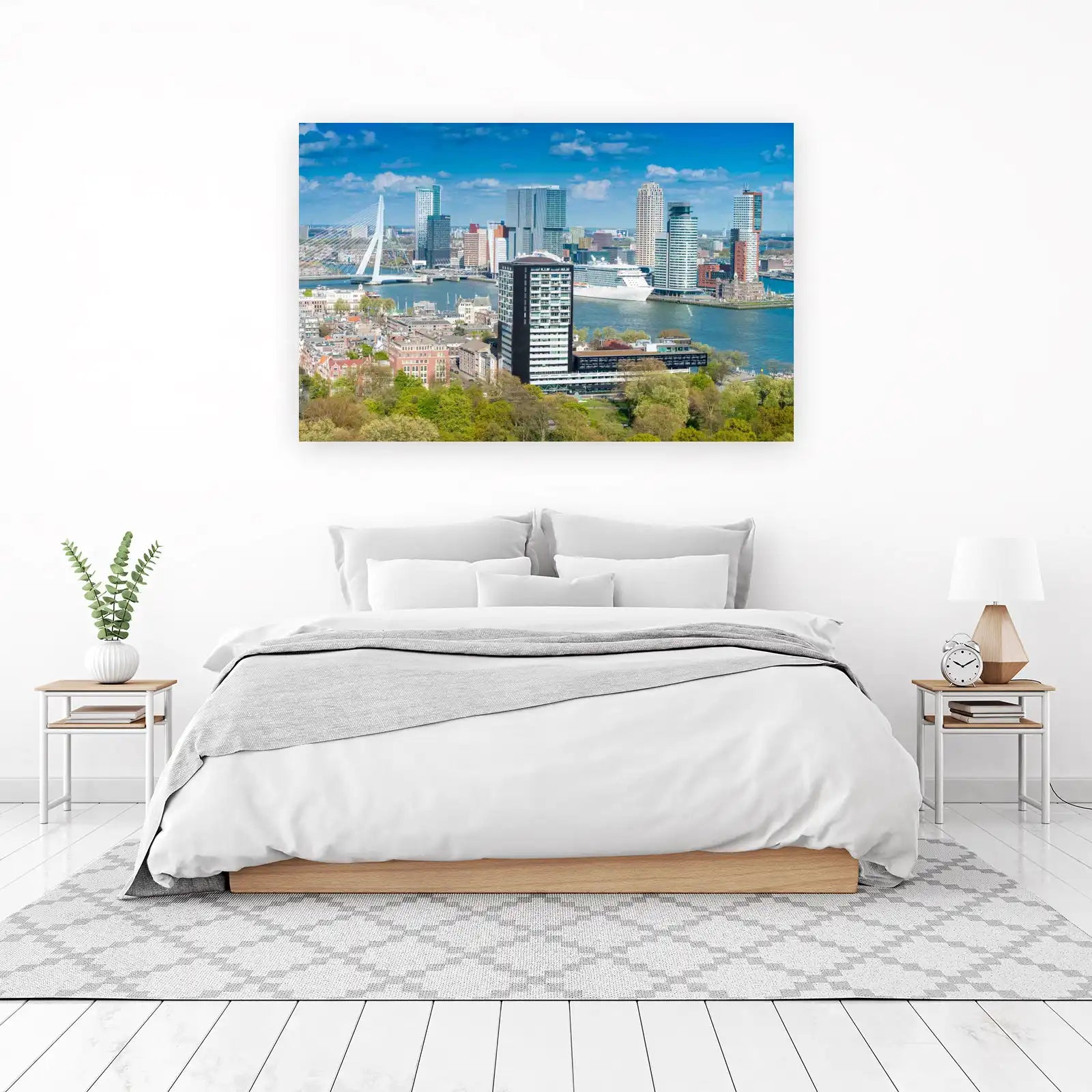 Rotterdam Cityscape Bridge & Cruise Ship Wall Art