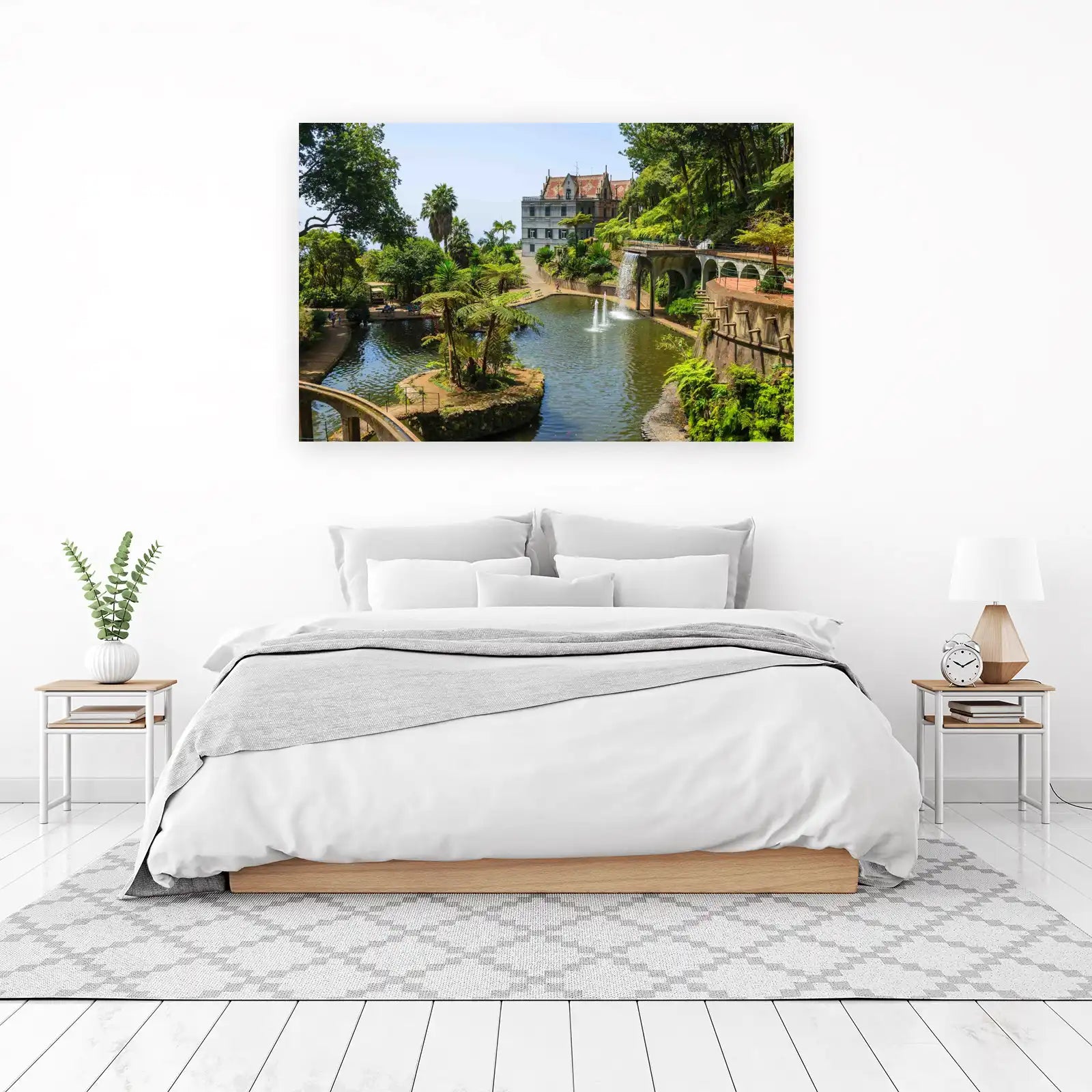 Tranquil Botanical Garden Waterfall Wall Art