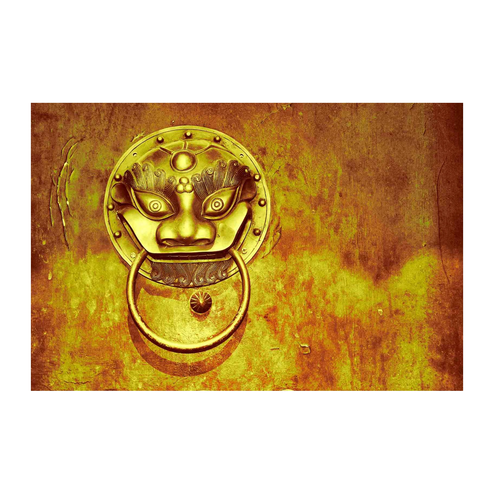 Golden Guardian Lion Door Knocker Wall Art