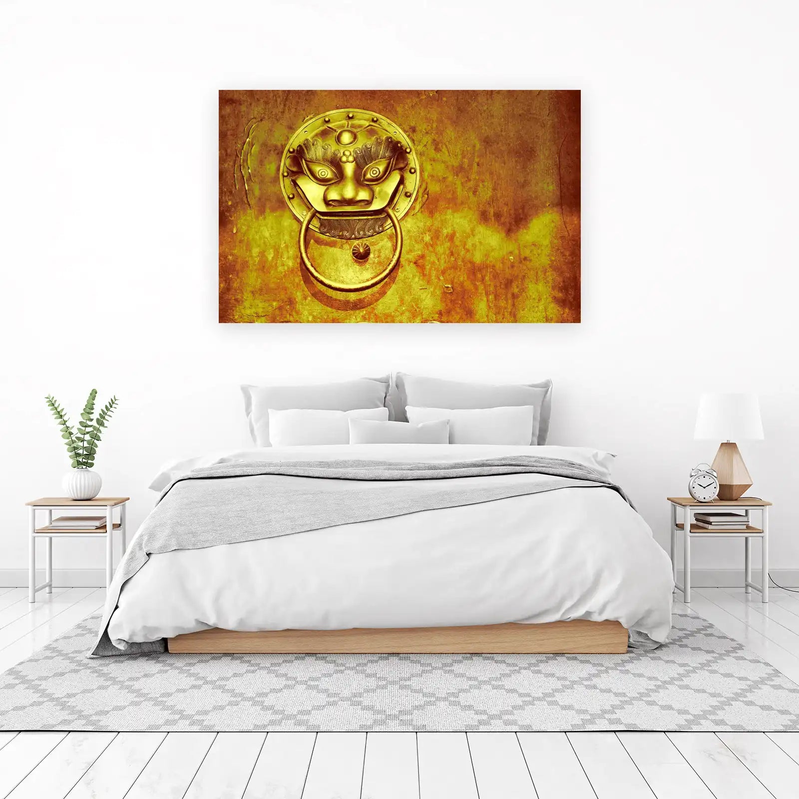 Golden Guardian Lion Door Knocker Wall Art